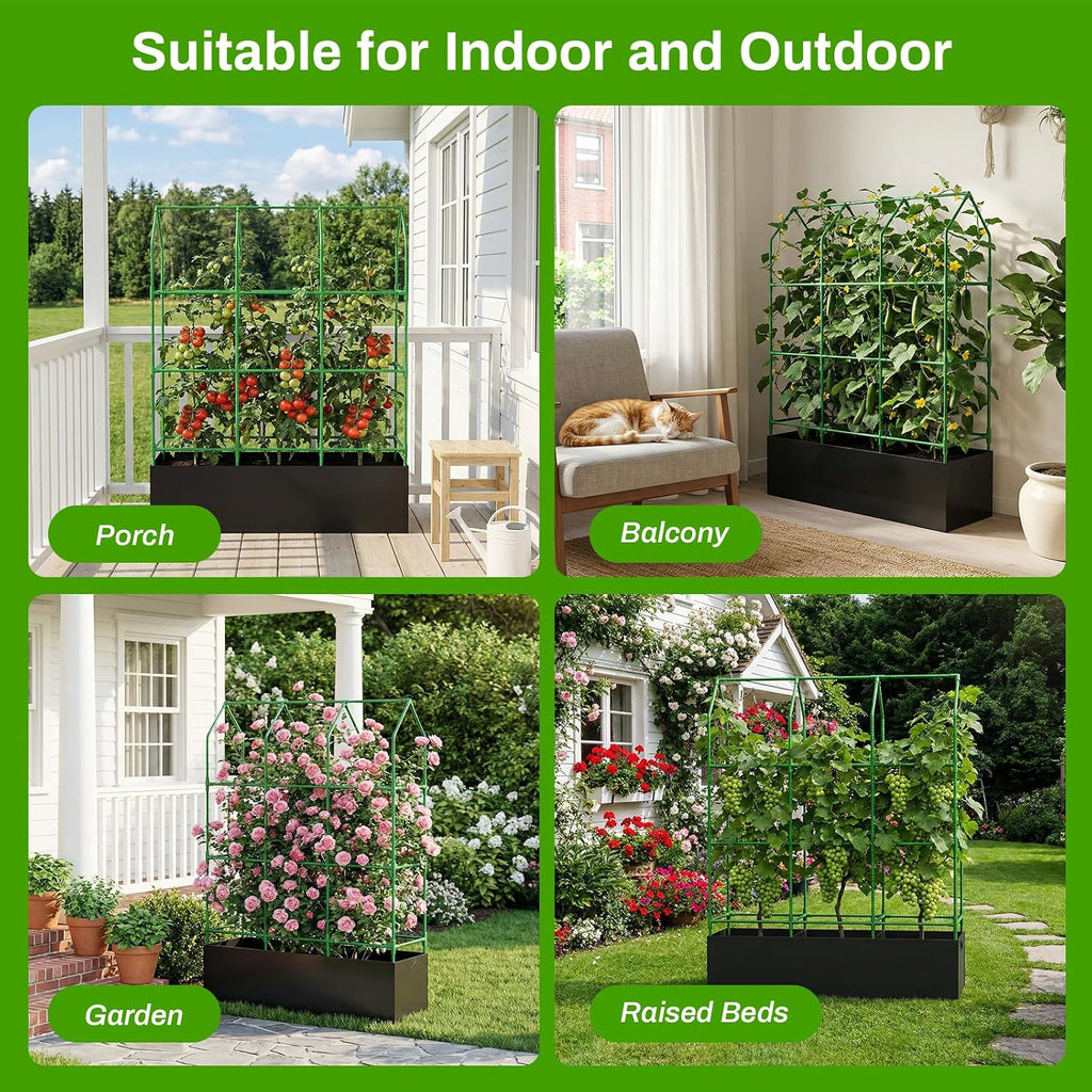 Large Cucumber Trellis with Grow Bag, 65" Tall Metal Garden Trellis for Climbing Plants Outdoor, Reusable Cucumber
