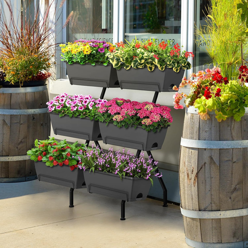 Vertical Raised Garden Bed for Gardening 6 Garden Planter Boxes with Legs | Garden Standing Planter Box with Legs