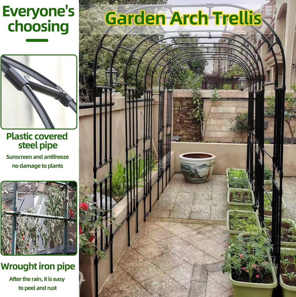 BUKLIYN Garden Arch Trellis - Garden Arch Size: 98.5in(L) * 94.5in(H) | Garden Trellis for Climbing Plants Outdoor
