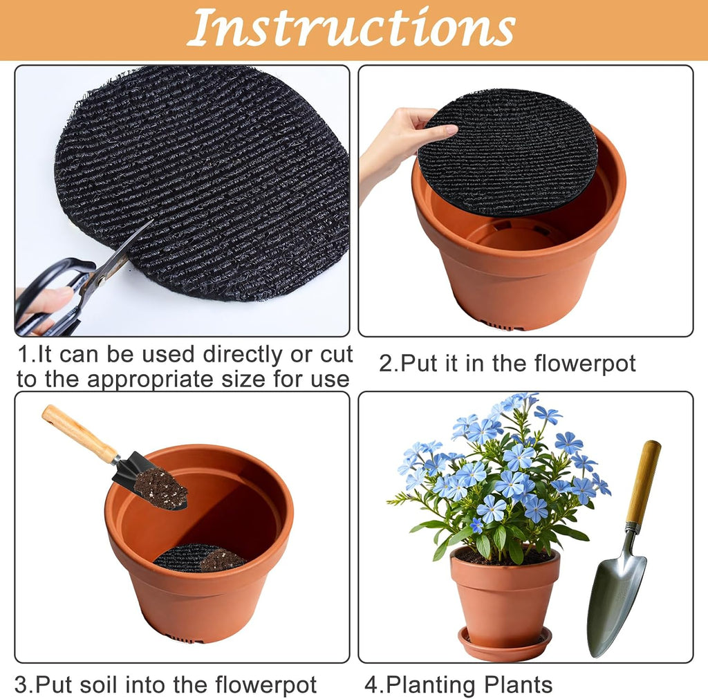 3Pcs 14inch Round Pot Mesh Drainage Discs Double Layer Plant Pot Hole Insert Pads Cutable Bonsai Pot Bottom Grid Mat