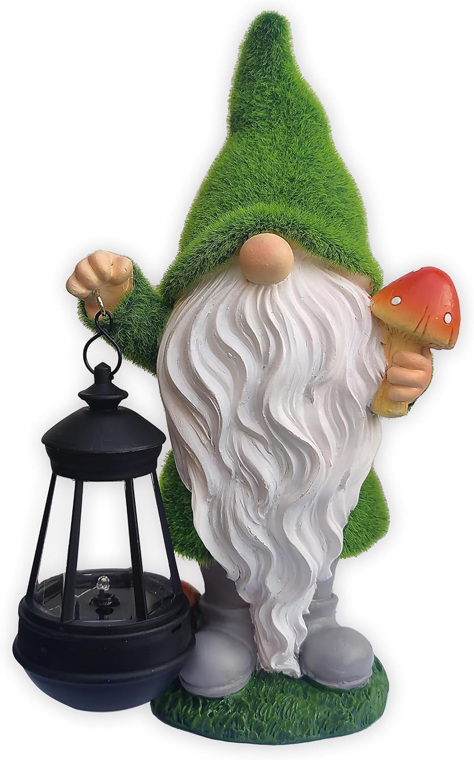 Solar Gnomes Garden Statues,Resin Gnome Figurine Holding Mushroom and Solar Lights Lantern,Outdoor Yard Art Decorations