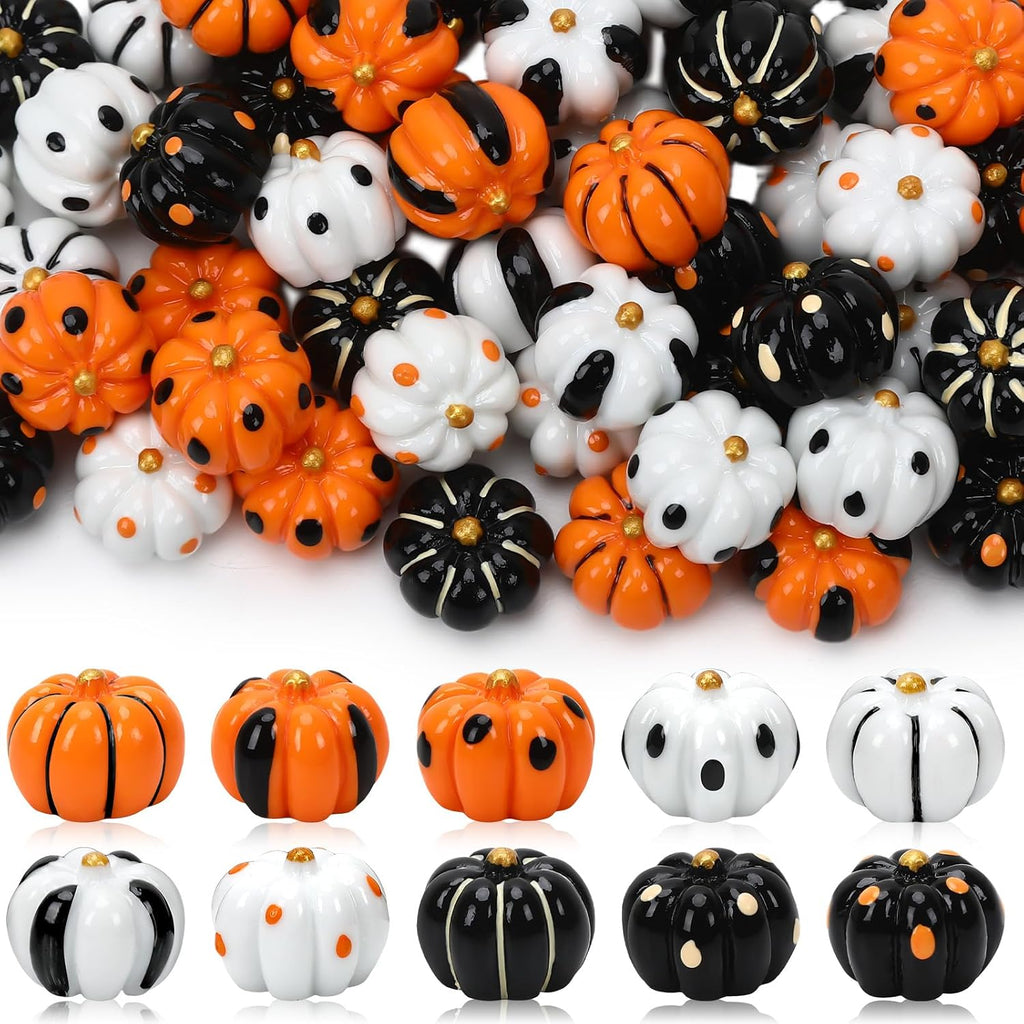 60Pcs Mini Resin Pumpkins for Halloween Fake Pumpkins Decorating
