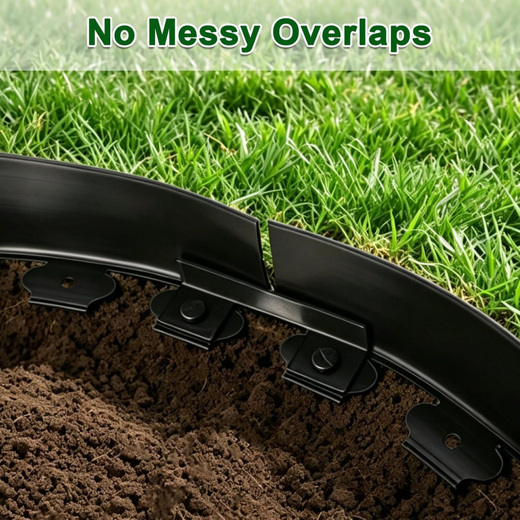 Landscape Edging Kit, 4 Inch Tall 33Ft No Dig Garden Edging Border with 50 Pcs Reinforced Spikes, Plastic Garden