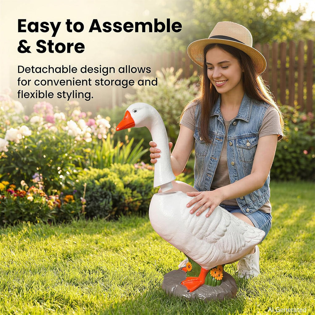 23Inch Porch Goose Statue, Hollow Resin Garden Goose with Removable Cowboy Hat & Bandana, Sand-Fillable Base for