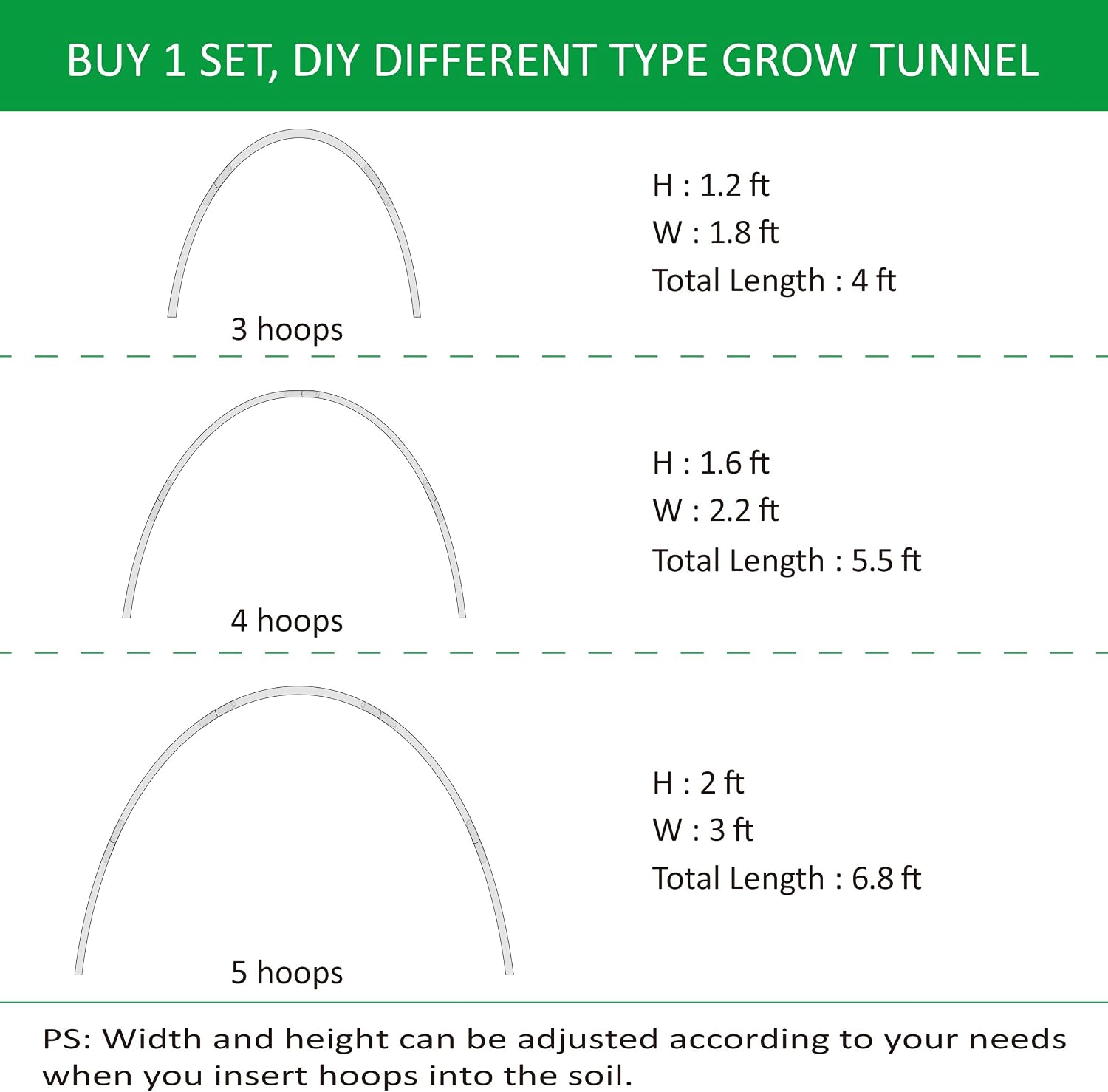 Gardzen Garden Hoops for Raised Beds | Greenhouse Hoops, DIY Kit for Row Cover Garden Netting, All Season Plant