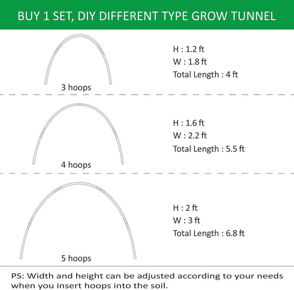 Gardzen Garden Hoops for Raised Beds | Greenhouse Hoops, DIY Kit for Row Cover Garden Netting, All Season Plant
