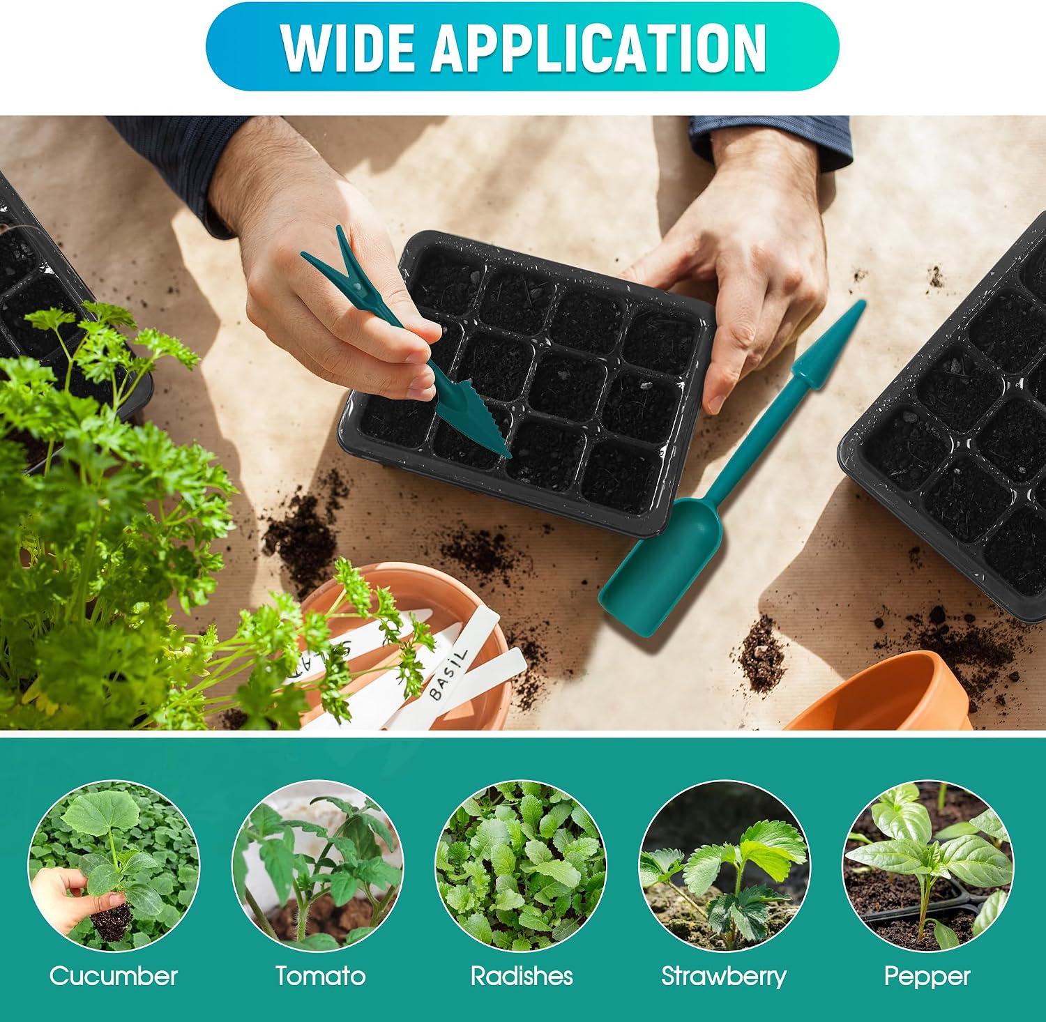 12-Set Seed Starter Tray with Grow Light, Seed Starting Trays Kits with Timing Controller Adjustable Humidity Domes