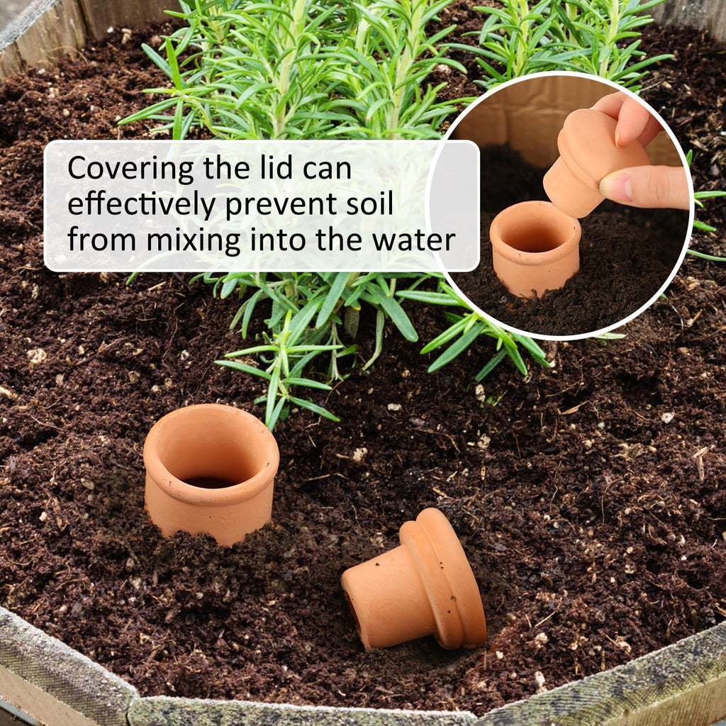 2 pcs Large 10x5in Ollas Terracotta Watering Pots Self Watering Planter Insert 1.8L Terra Cotta Clay Watering Spikes