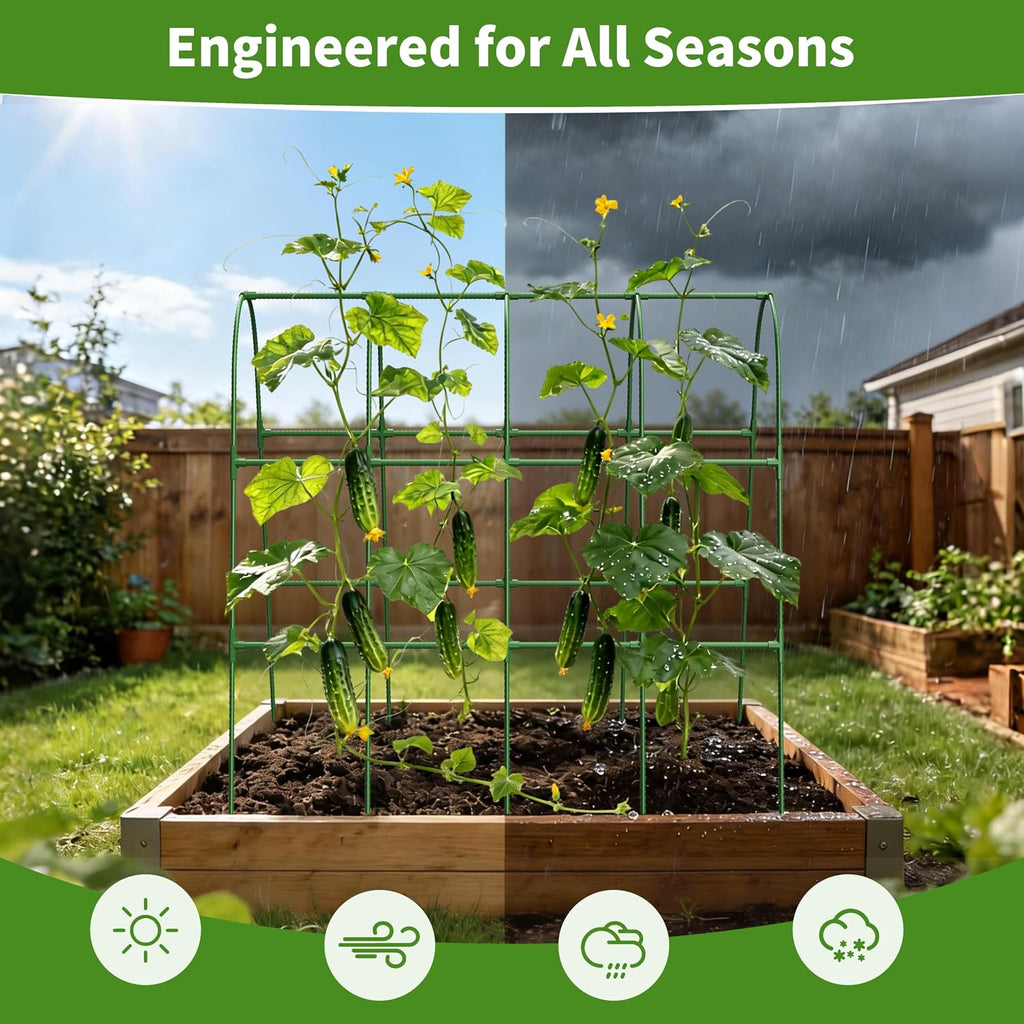 Cucumber Trellis for Raised Bed,U-Shape Garden Trellis for Climbing Plants Outdoor, Metal Arch Vegetables Trellis