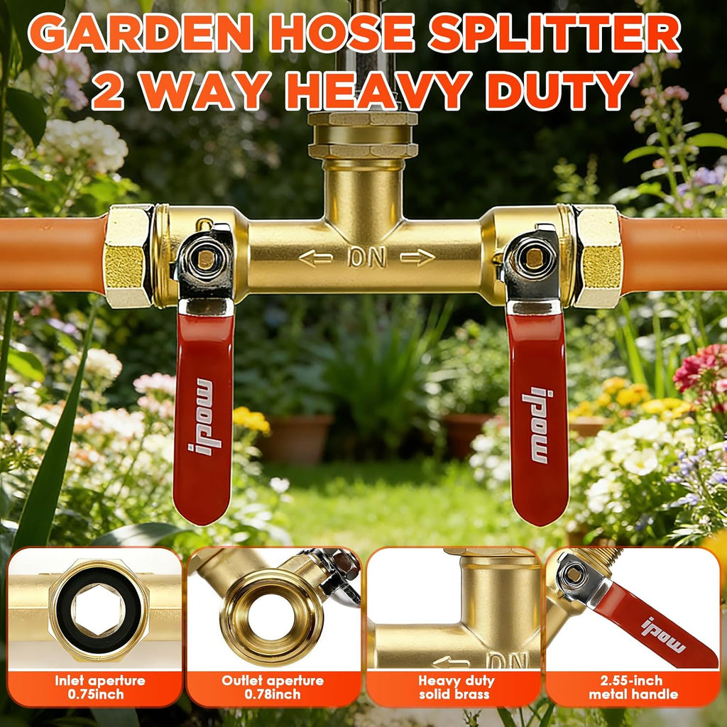 Garden Hose Splitter 2026 Upgrade Full Flow Garden Hose Splitter Heavy Duty Outdoor Faucet Splitter Brass Rust and