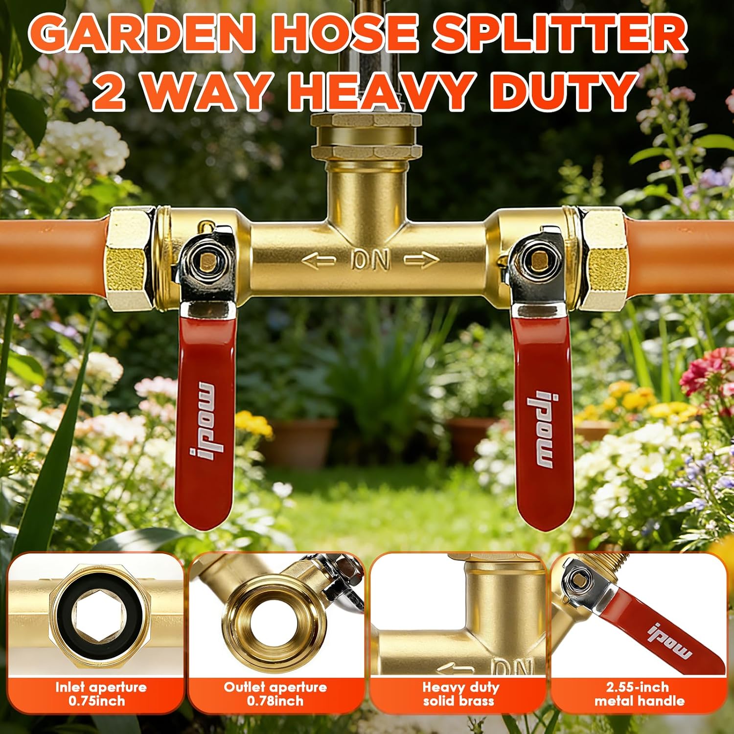 Garden Hose Splitter 2026 Upgrade Full Flow Garden Hose Splitter Heavy Duty Outdoor Faucet Splitter Brass Rust and