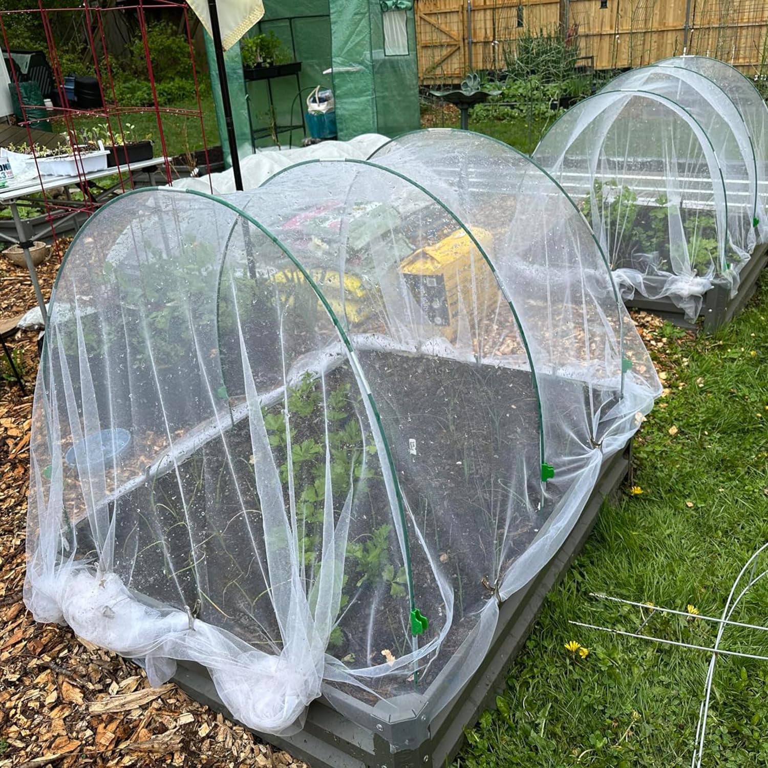 Garden Netting Kit for Raised Beds,10x33ft Ultra Fine Insect Netting Garden Bed Covers & 6 Sets of 8ft Fiberglass