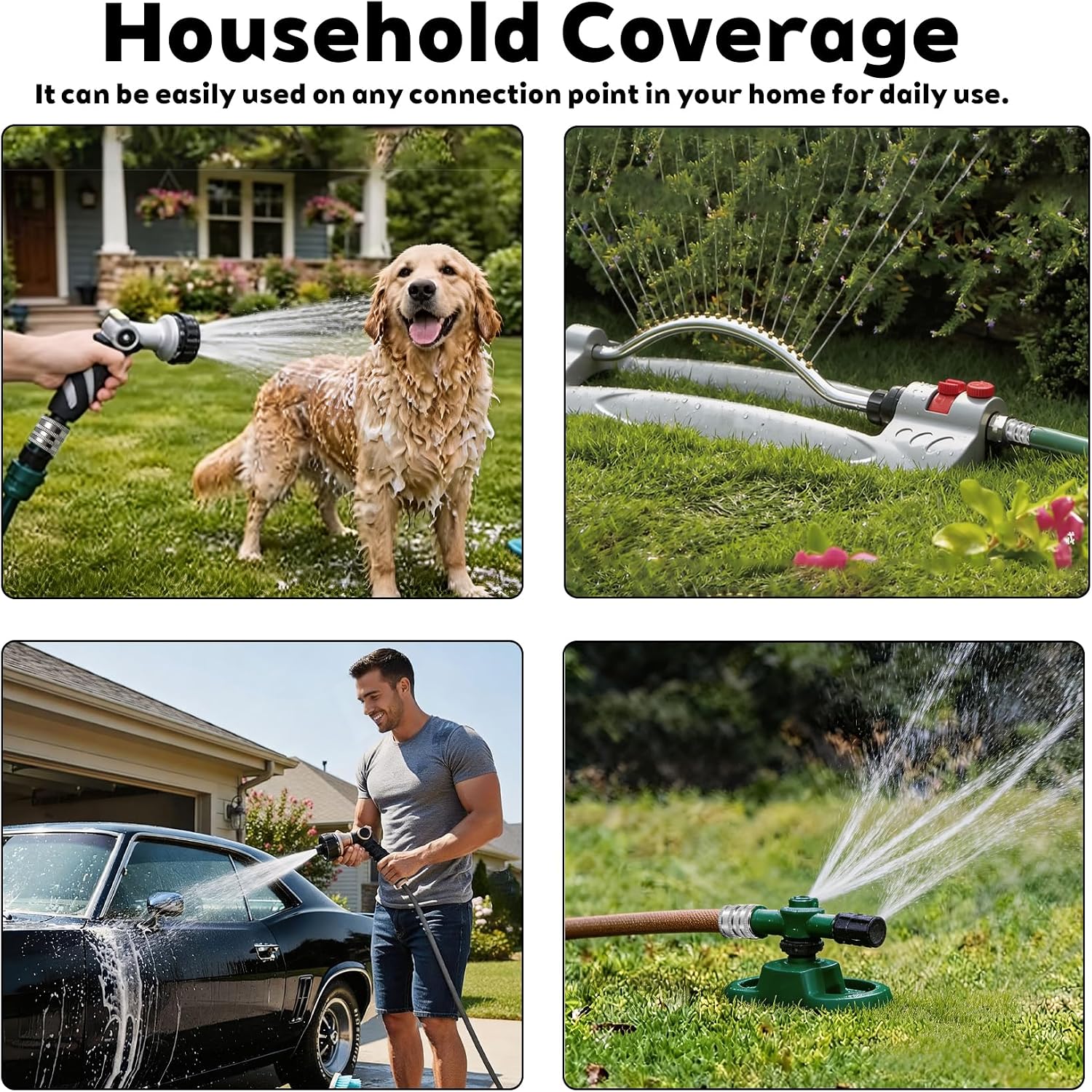 5 Pack Stainless Steel Garden Hose Quick Connect Fittings Set - Quick Connect Hose Fittings, Heavy-Duty 1/2" to 3/4"
