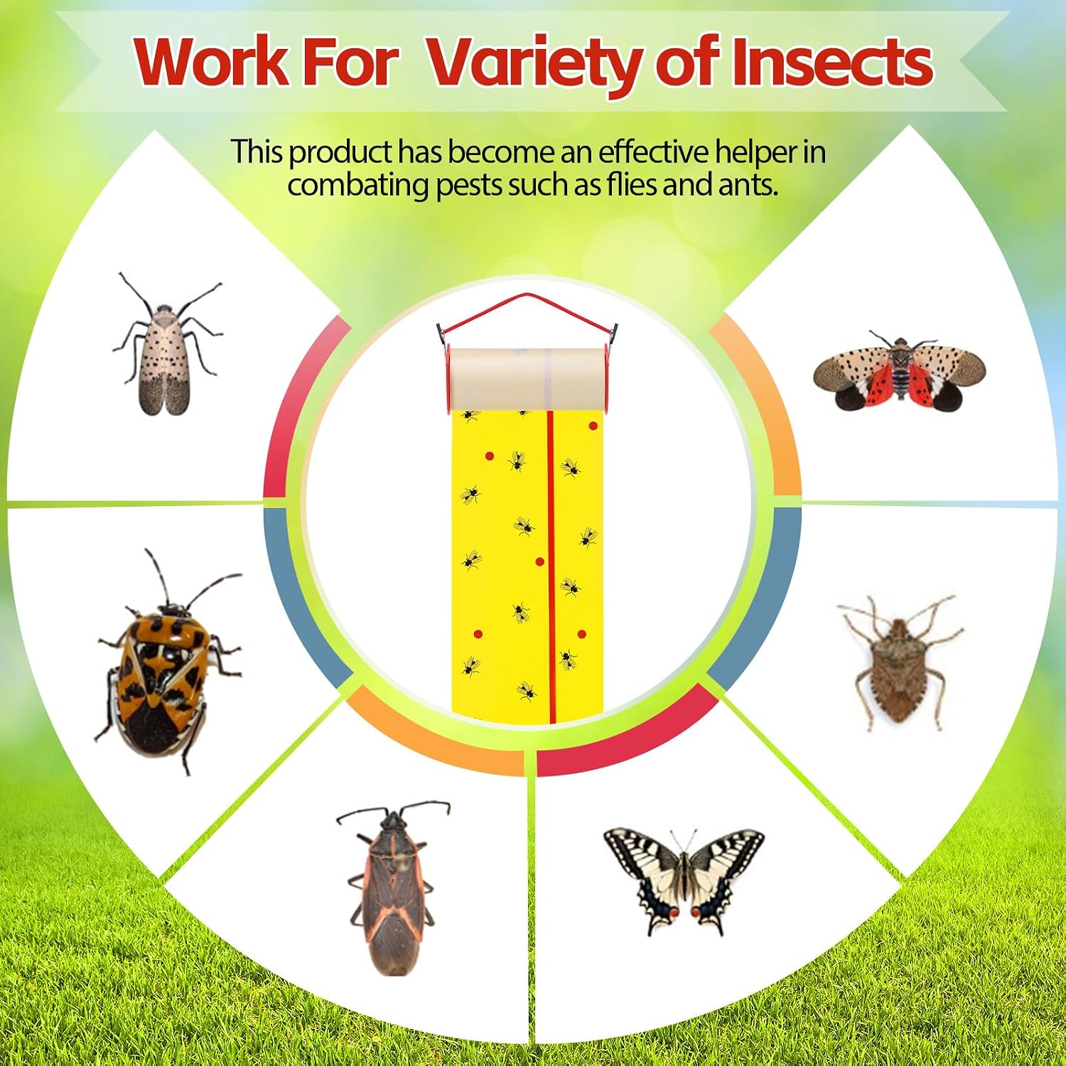 10 Rolls Sticky Fly Trap 30 ft Each, Fly Paper Strips for Indoor Outdoor Hanging Flies Tape Spotted Lanternfly Tree