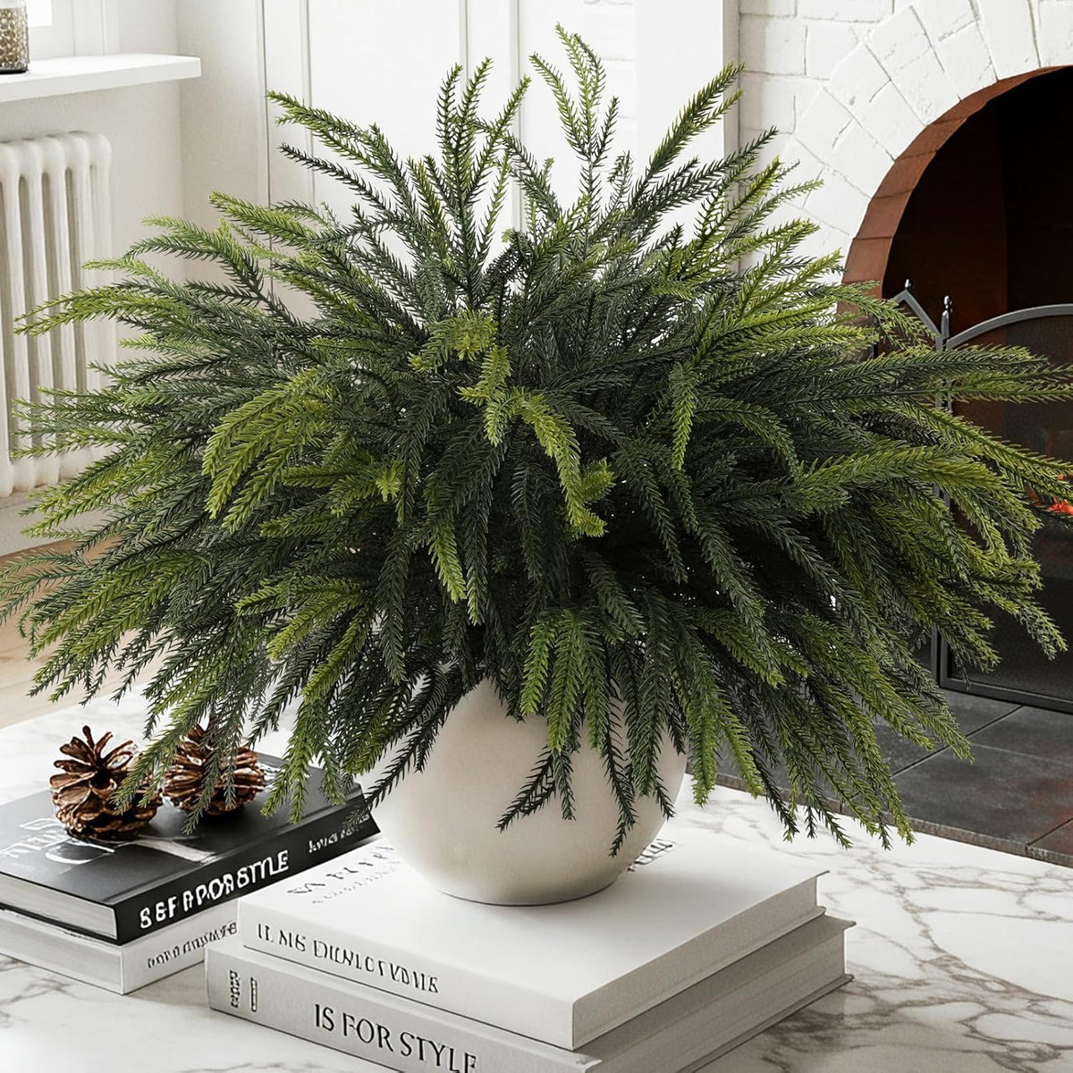Faux Cedar Stems Artificial Norfolk Pine Branches for Christmas Decor