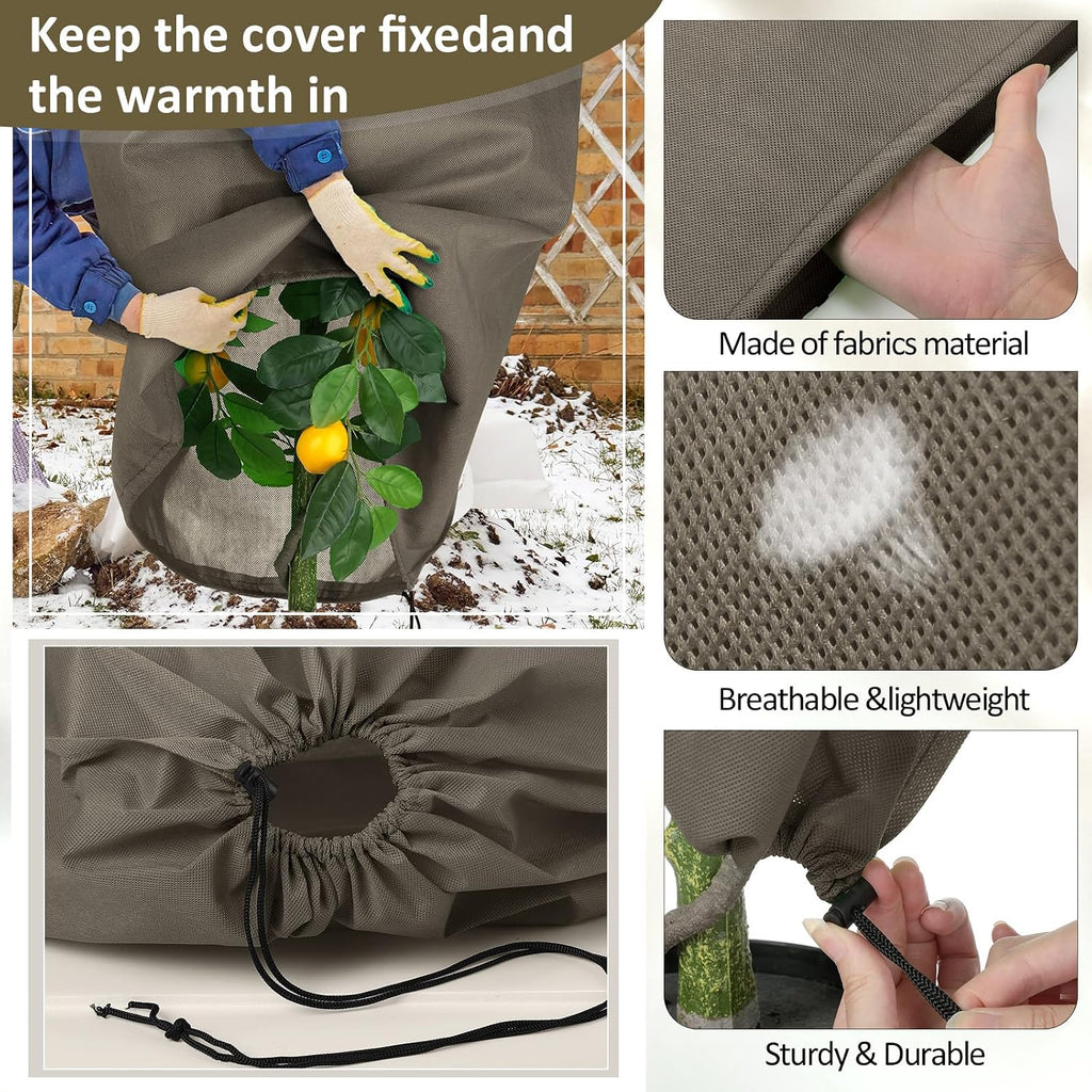 12 Packs Winter Plant Covers Freeze Protection Drawstring Tree Cover 23.62 x 31.5 in Large Reusable Frost Protection