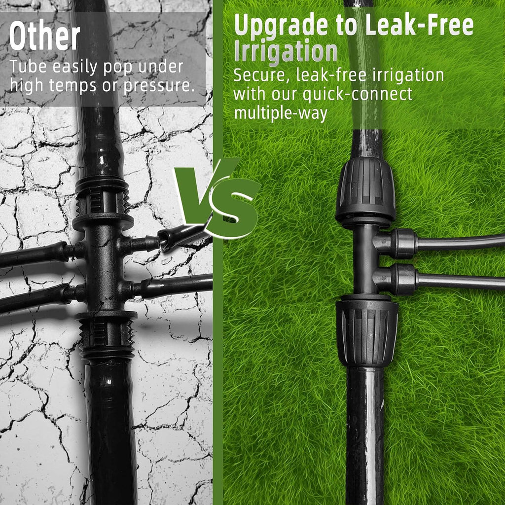 100FT 1/2 Inch Drip Irrigation Tubing with 10 Pack 1/2" to 1/4" Drip Irrigation Fittings, Drip Line Hose & Push-to-Fit