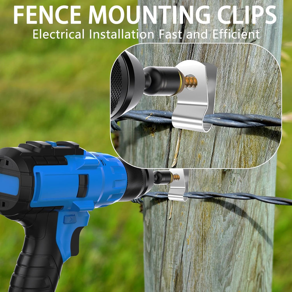 200 PCS T304 Stainless Steel Wire Fence Clips, Fasteners Post Screw with Wire Fixer, Agricultural Fencing Fence Wire