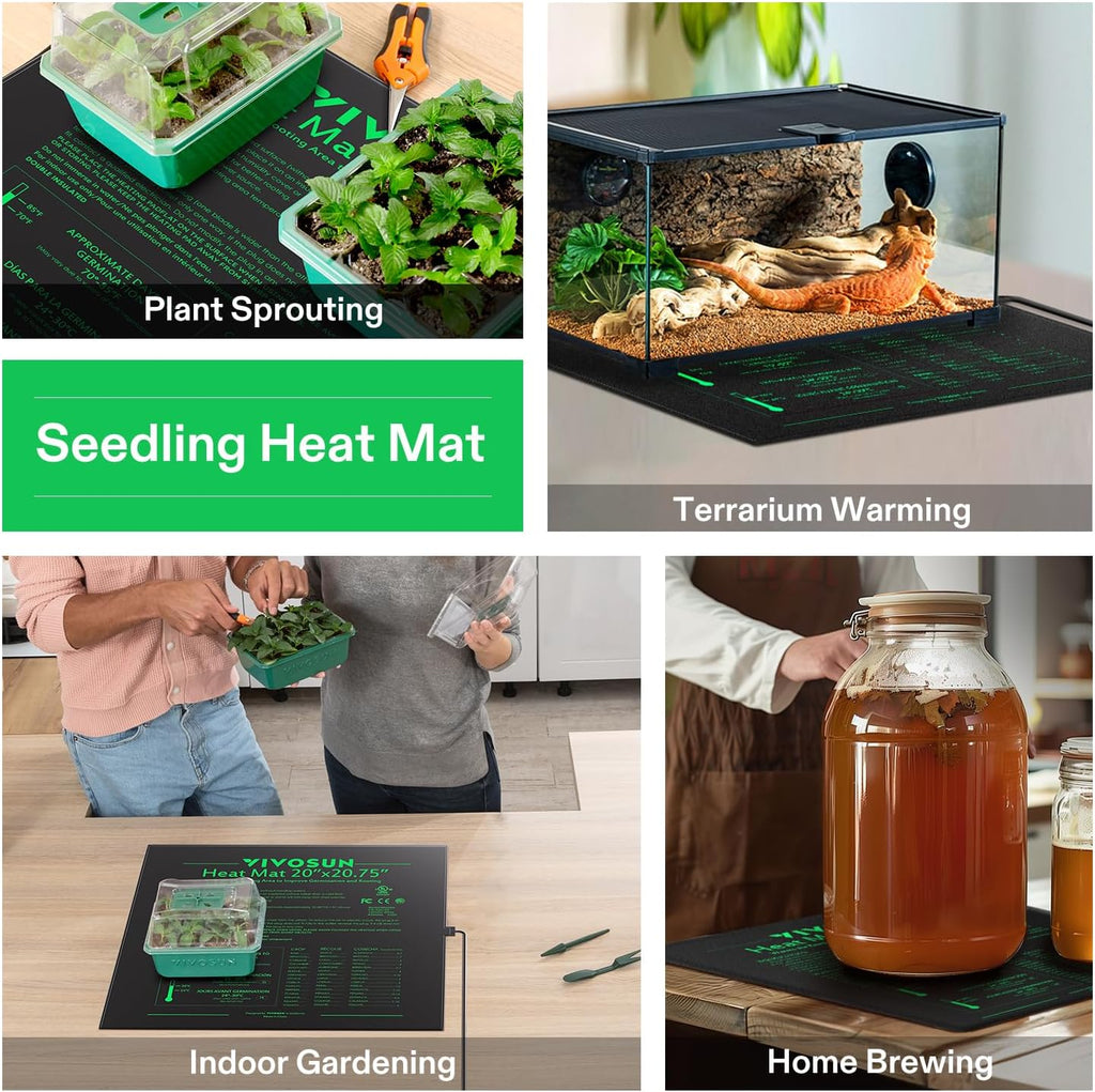 VIVOSUN Durable Waterproof Seedling Heat Mat 20" x 20.75" UL & MET-Certified Warm Hydroponic Heating Pad for