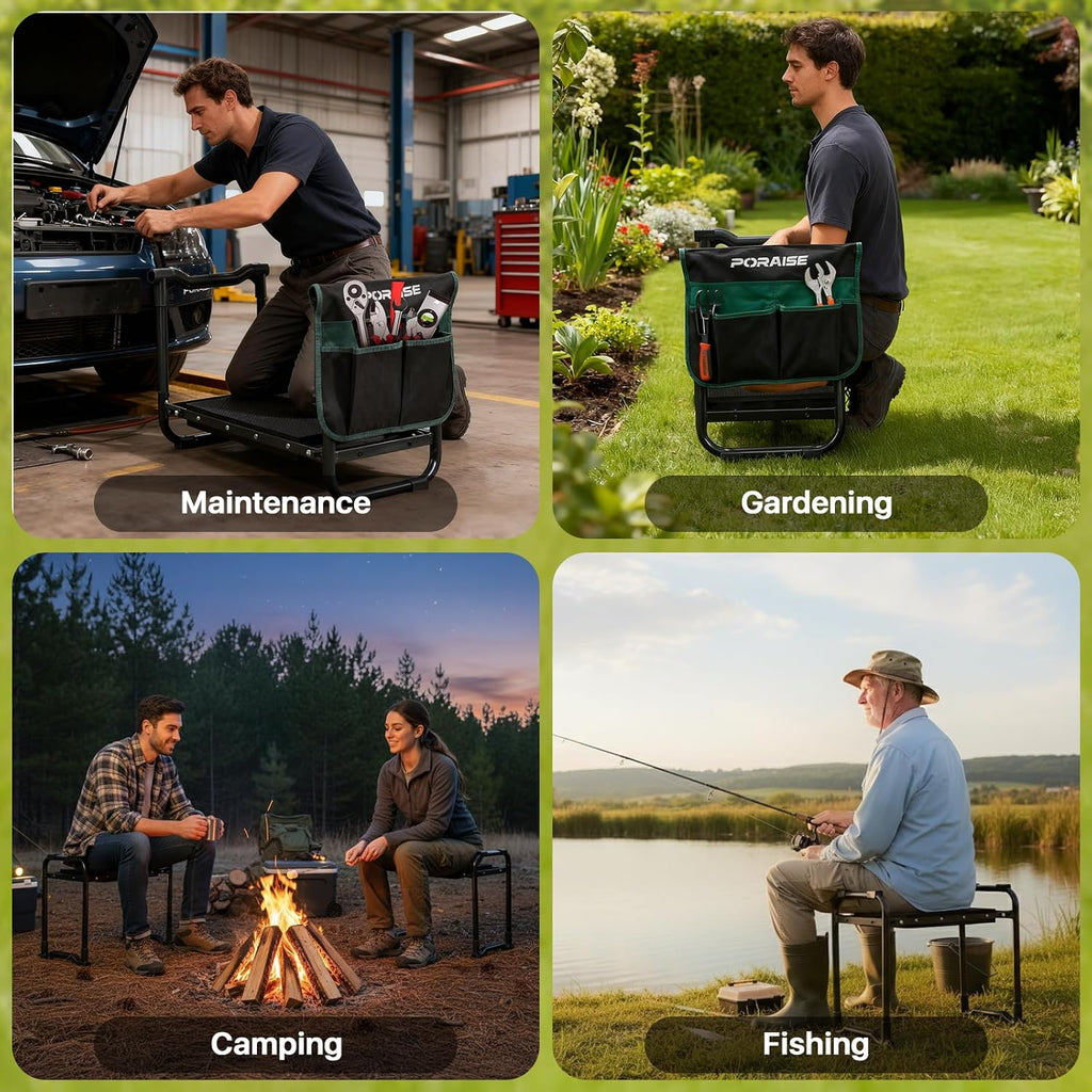 Garden Kneeler and Seat Heavy Duty, Wider and Thicker Kneeling Pad Stool | Foldable Gardening Kneeling Stool with 2