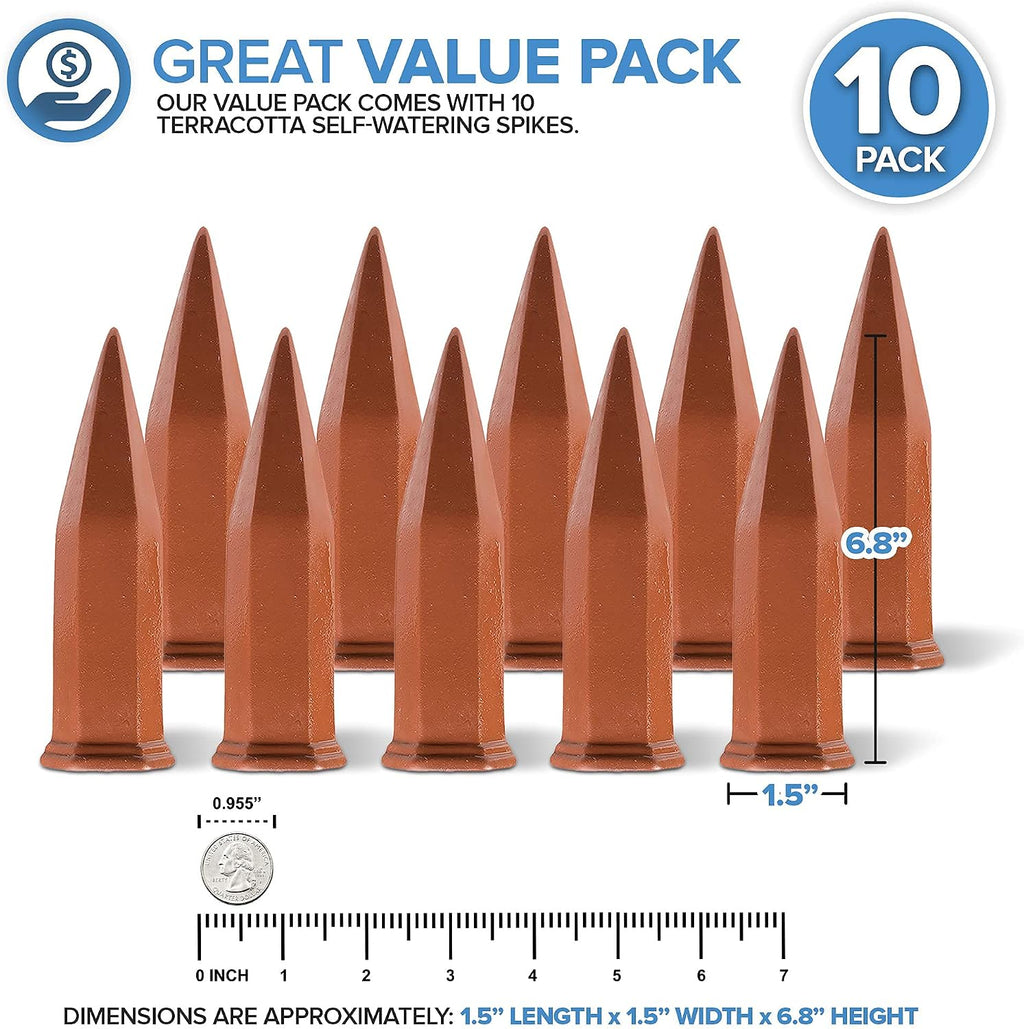Modern Innovations Ceramic Terracotta Self Watering Spikes (10 Pack) Vacation Automatic Plant Waterer Devices