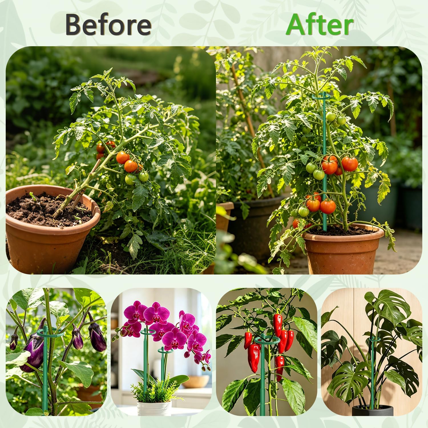 7Pcs Telescoping Plant Stakes 12.5-48.4IN Adjustable Monstera Plant Support | Stainless Steel Plant Stakes for Indoor