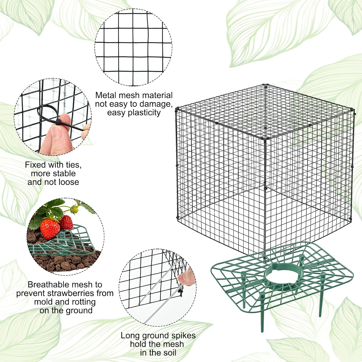 6 Set Upgraded Strawberry Protection Supports with Wire Plant Protectors from Animal Sturdy Metal Wire Plant Cages Mesh