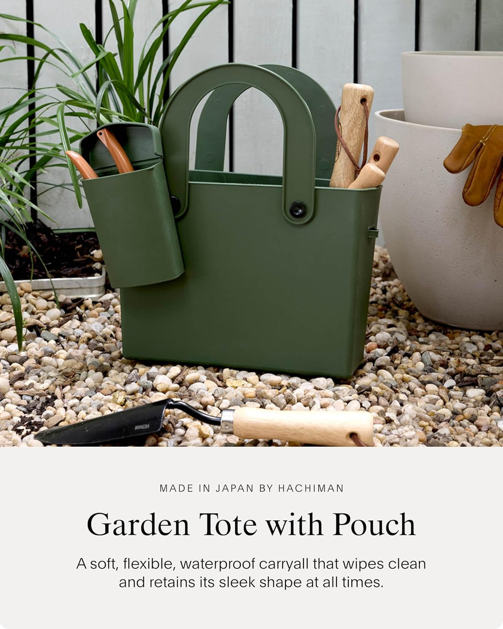 Hachiman Garden Tool Bag, Waterproof Gardening Tote | Interior Partition and Removable Pouch, Indoor Outdoor Use, Tools