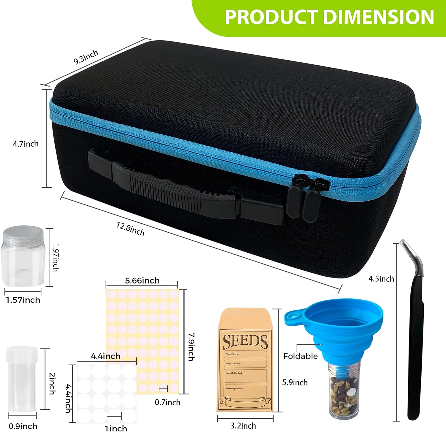 114 Slots Seed Storage Organizer Box with 20 Envelopes, Large Capacity Seed Storage Container with Zipper Bag, Label