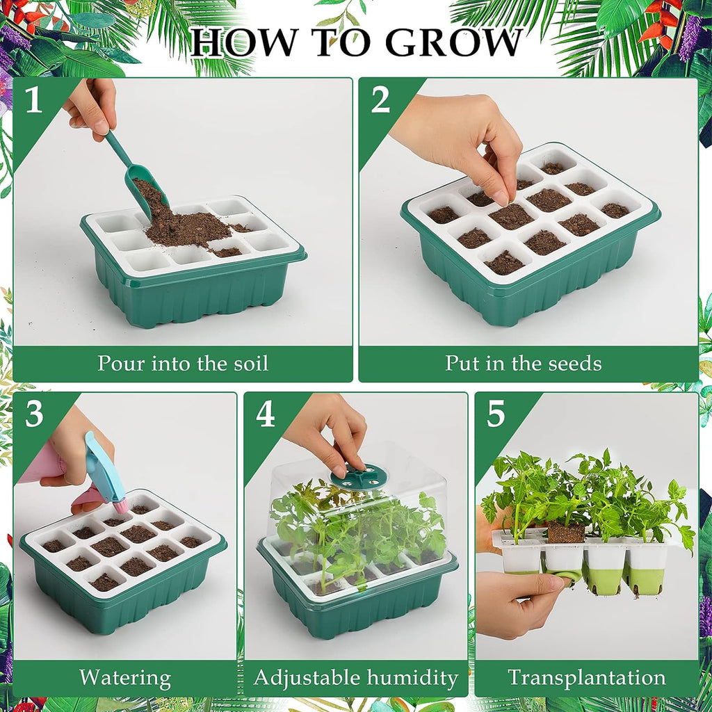 Seed Starter Tray, 72 Cells Indoor Seed Starter Kit, Flexible Silicone Designed Seedling Starter Trays, Germination