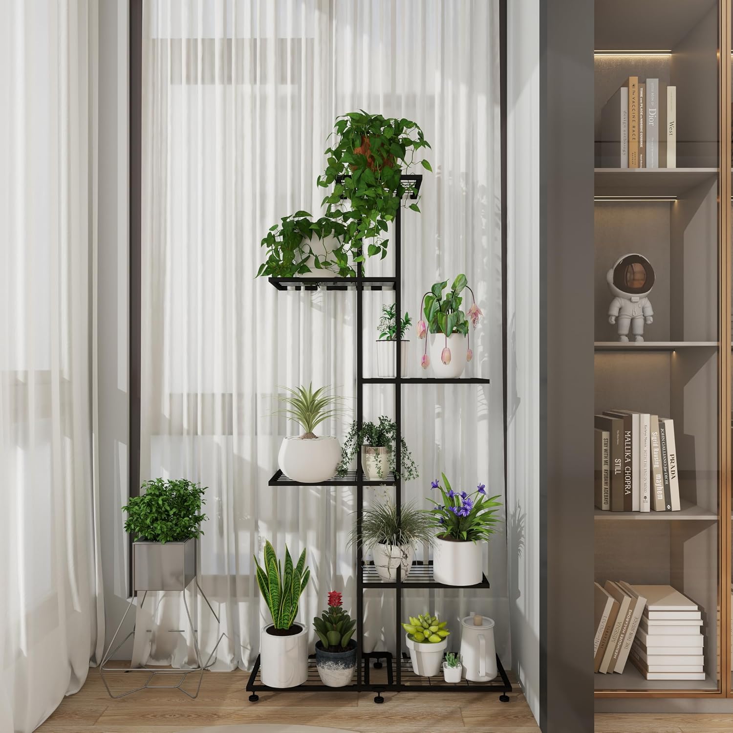 Plant Stand Indoor Outdoor Plant Stands for Patio 6 Tier Tall Plant Stand Metal Flower Shelf Multilayer Flower Holder