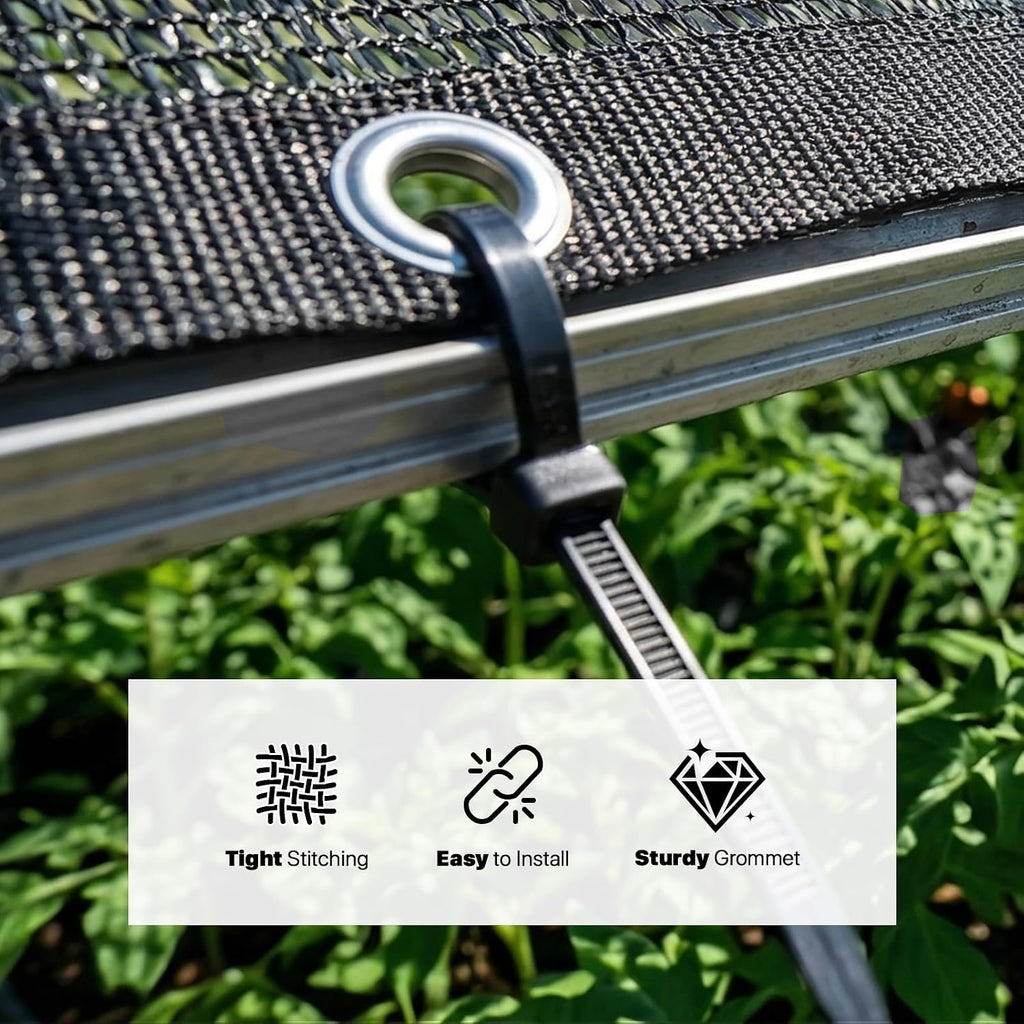 30% Shade Cloth for Plant, Black 8FT x 16FT Outdoor Shade Tarp, Shade Cover with Upgrade Grommets and Zip Ties, Netting