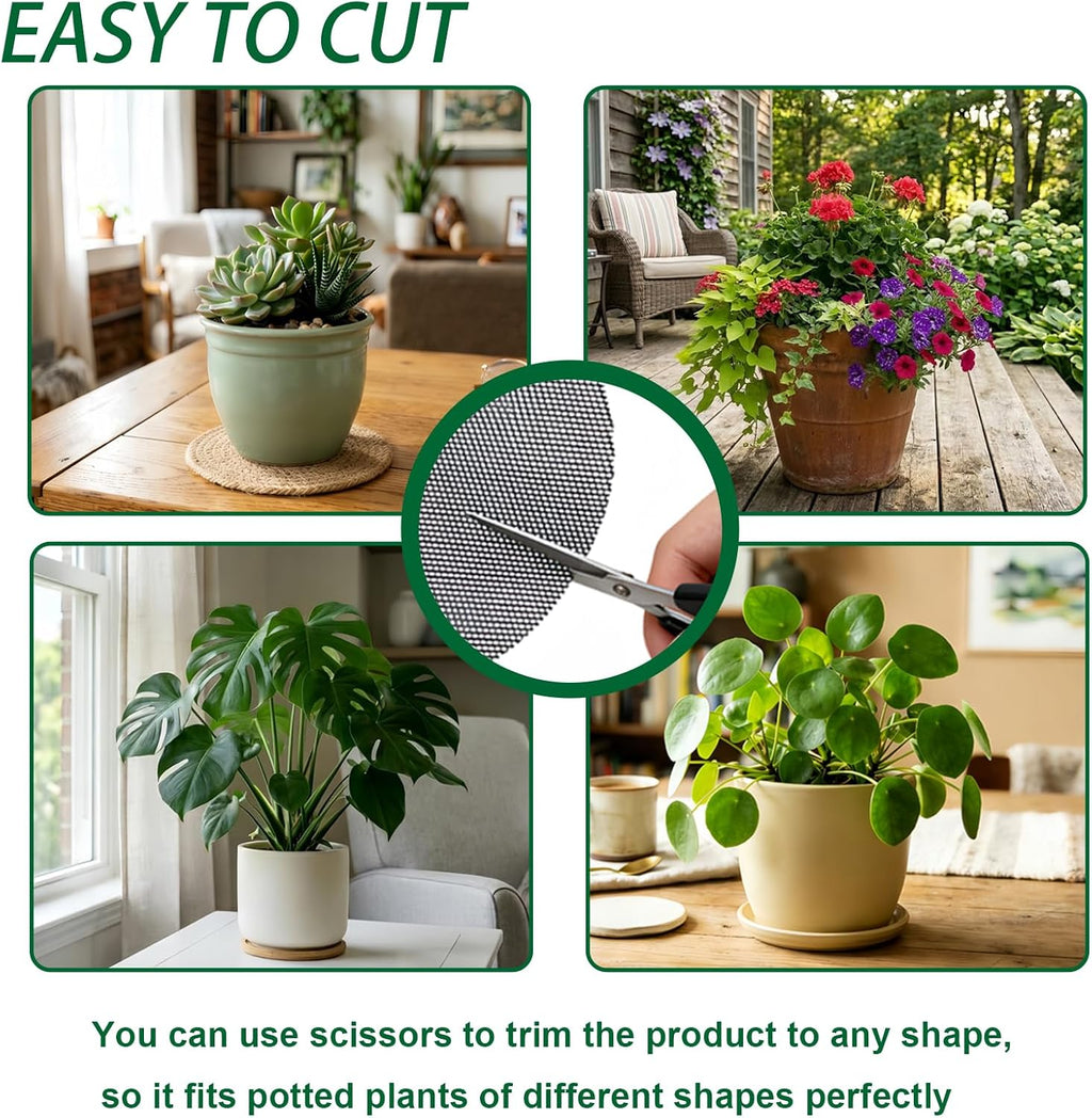 12Pcs Plant Pot Grids, 11.8 Inch Cuttable Plant Pot Soil Covers Protectors with 30 Metal Nails, Protector from Cats