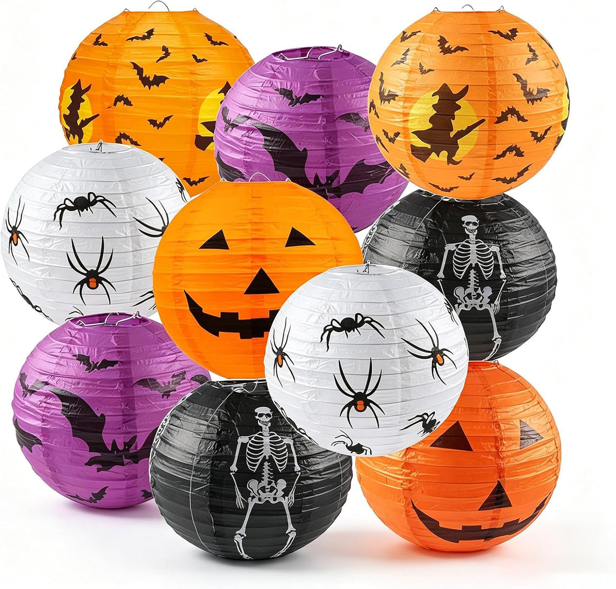 10 Pack Halloween Paper Lanterns, 8 Inch Hanging Lanterns in/Outdoor Decor