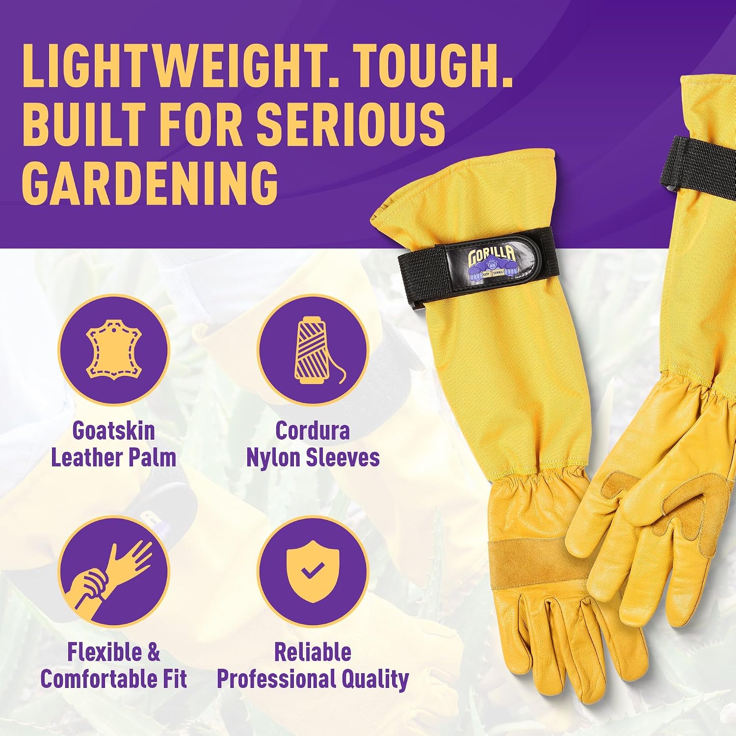 Gardening Gloves Lightweight Tough Heavy Duty Long Sleeve Leather Pruning Gloves with Adjustable Strap