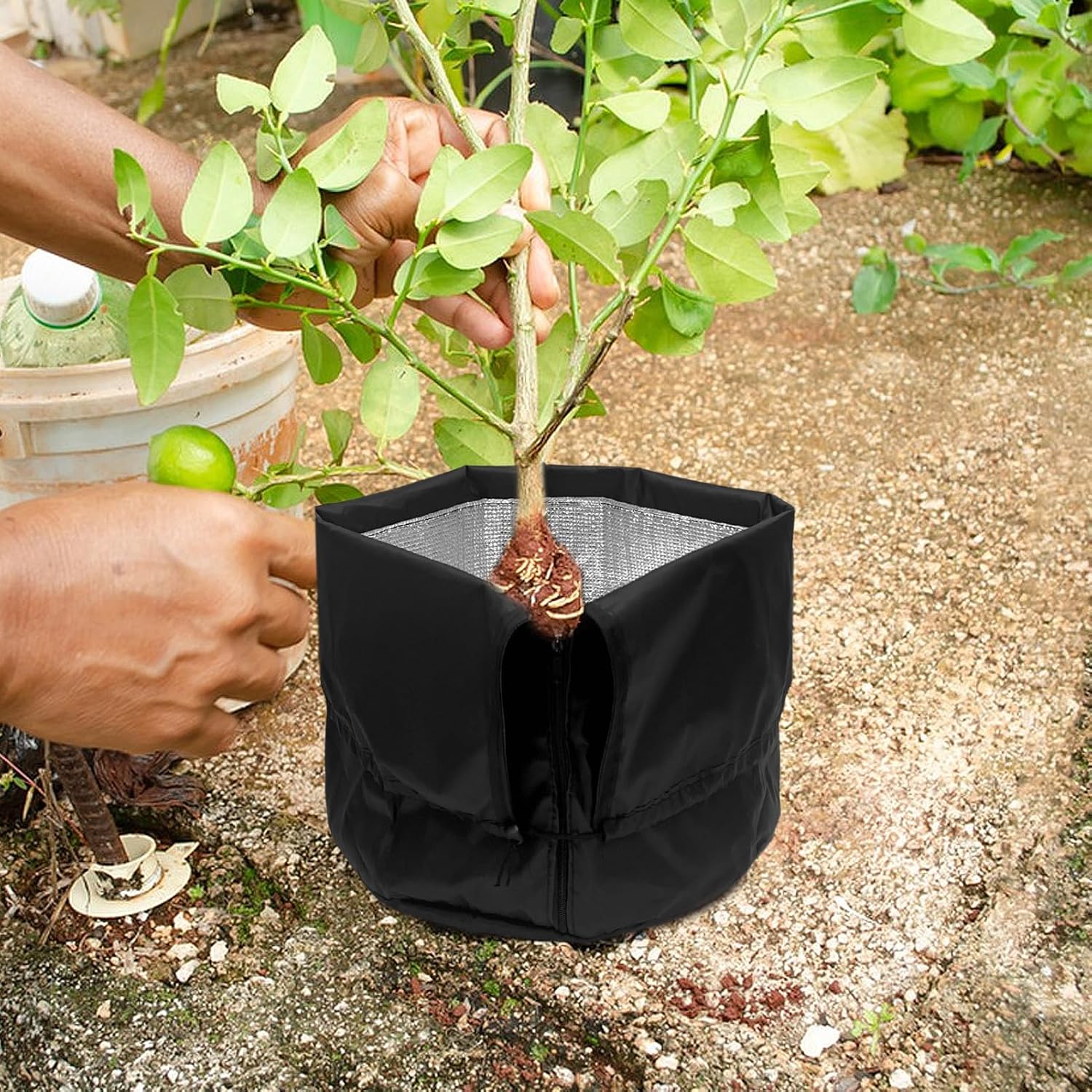 4 Pack Plant Winter Protection Pot with Drawstring and Zipper,17.7" x19.7"Plant Pot Covers,Flower Pot Protection