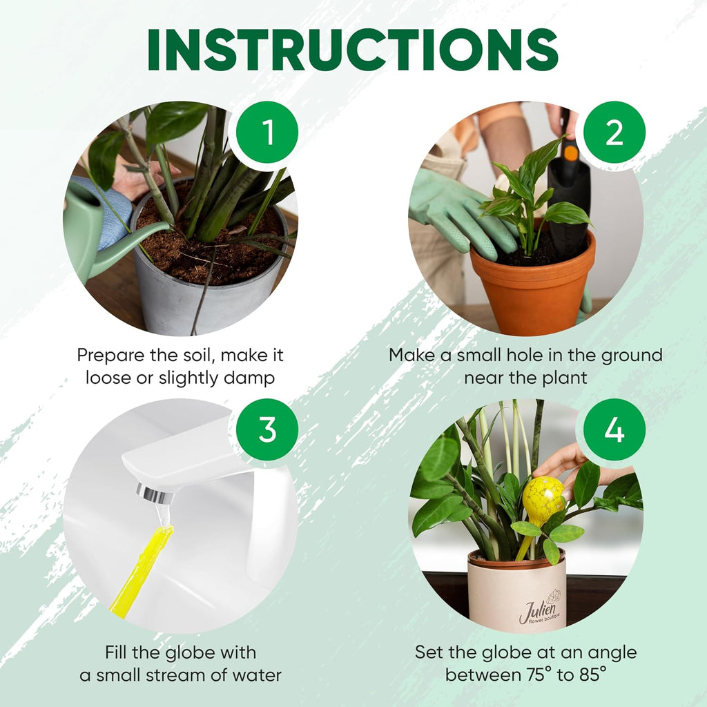 Plant Watering Globes Set of 6, Small - Glass Self Watering Globes | Plant Watering Devices for Indoor & Outdoor