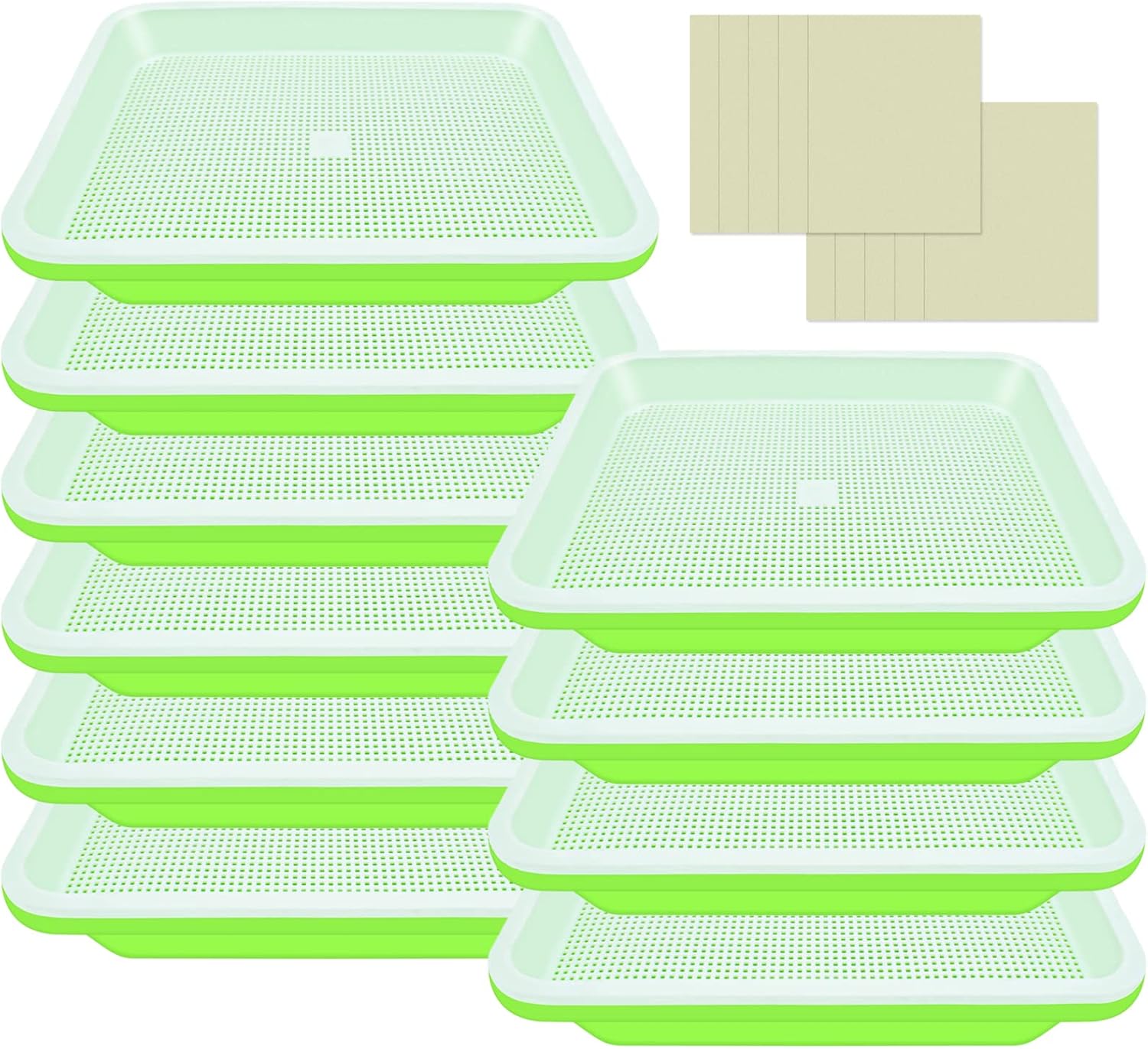 10 Pack Seed Sprouter Trays- Soil-Free Cultivation Germination Tray, BPA Free Nursery Tray with Planting Paper for