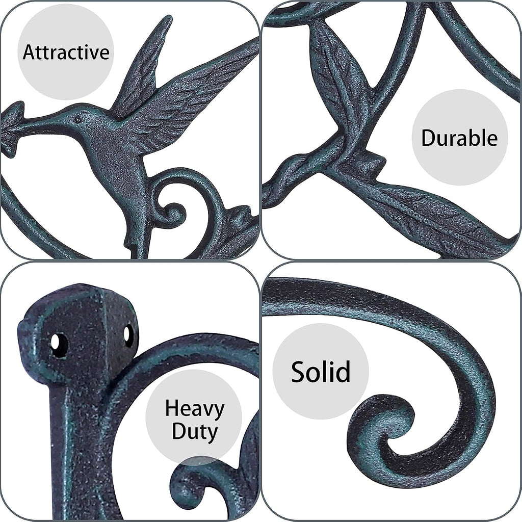 2PCS Plant Hangers Outdoor Heavy Duty Hanging Plant Bracket for Wall Indoor Garden Cast Iron Hummingbird Feeder Hooks