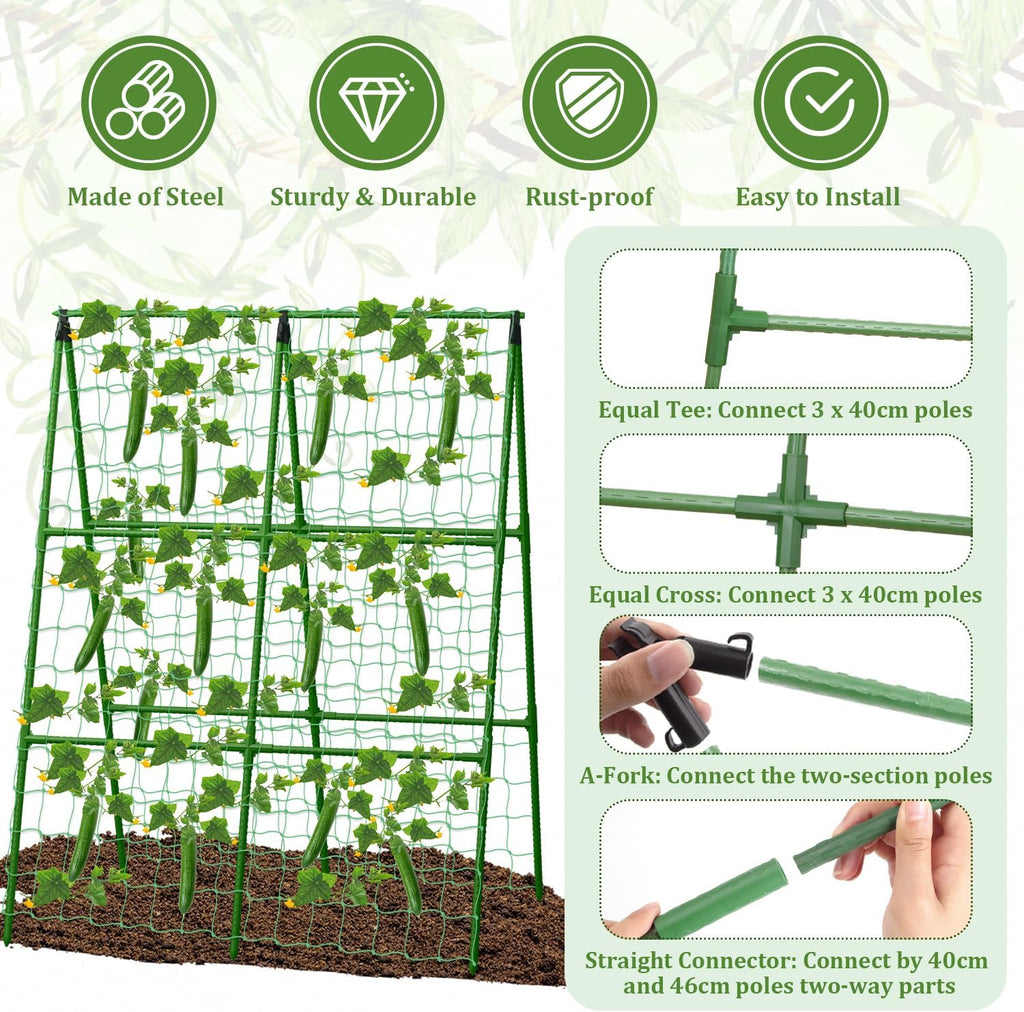 2 Packs Cucumber Trellis for Raised Beds, 31 X 47 Inch Adjustable Size A-Frame Garden Trellis for Climbing Plant