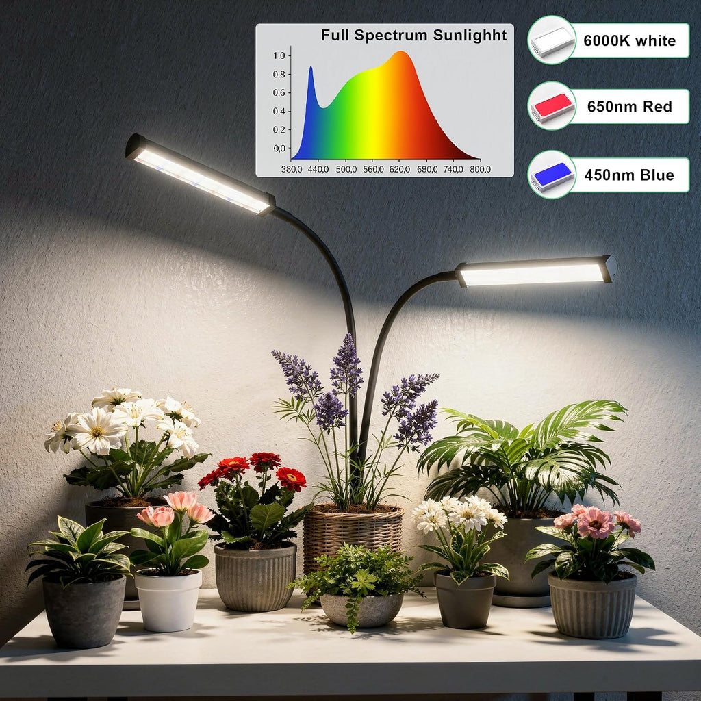 Grow Light 100W 6000K, Super Bright White Desktop Clip Plant Lamp | Desk Lamp for Pot Seedlings Succulents Seeds Indoor