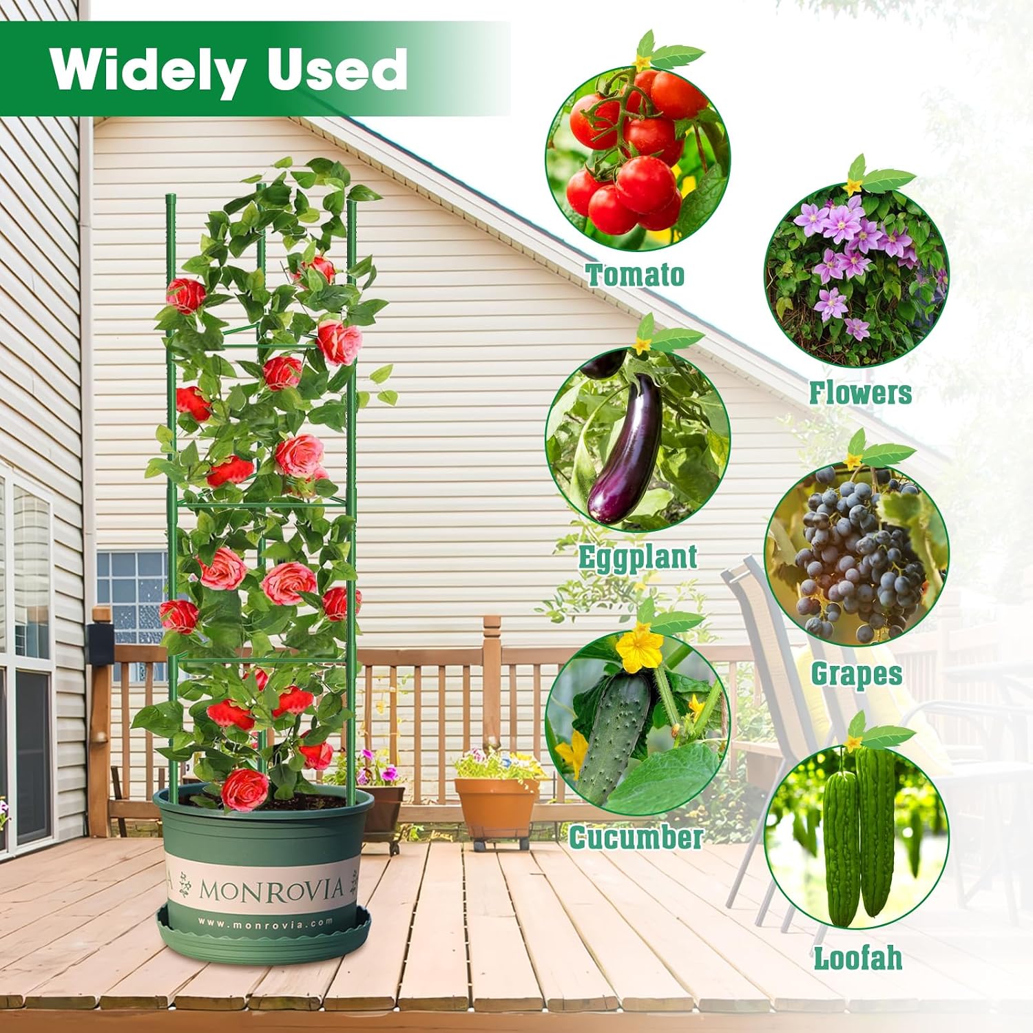 6 Pack Tomato Cages, 51.2in Tomato Plant Support Stakes Heavy-Duty, Garden Tomato Cages & Trellis for Climbing