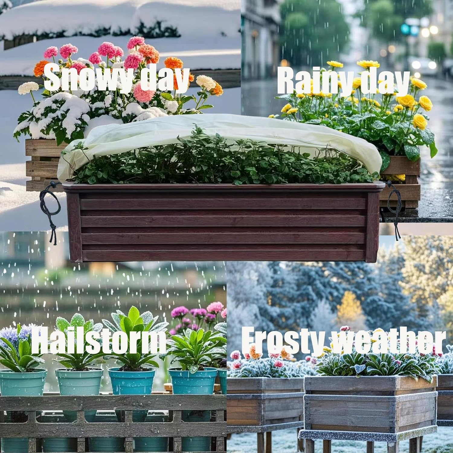 EJW Planter Cover, Plant Covers Freeze Protection,4 Pack 59"*17.7"x15.7" Planter Covers for Winter, Frost Cloths for