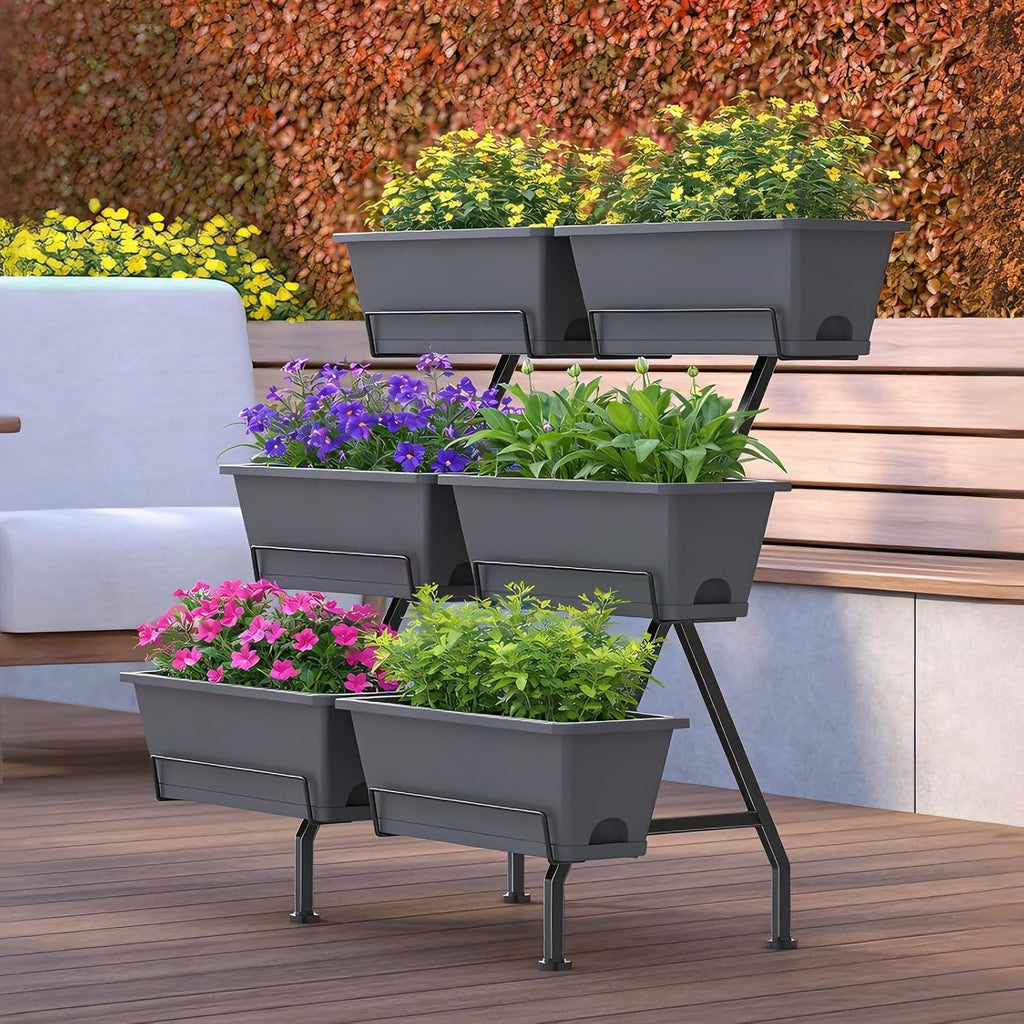 ETELI Vertical Raised Garden Bed 3 Tier Garden Planter Indoor Outdoor Herb Planter with 6 Removable Boxes Standing