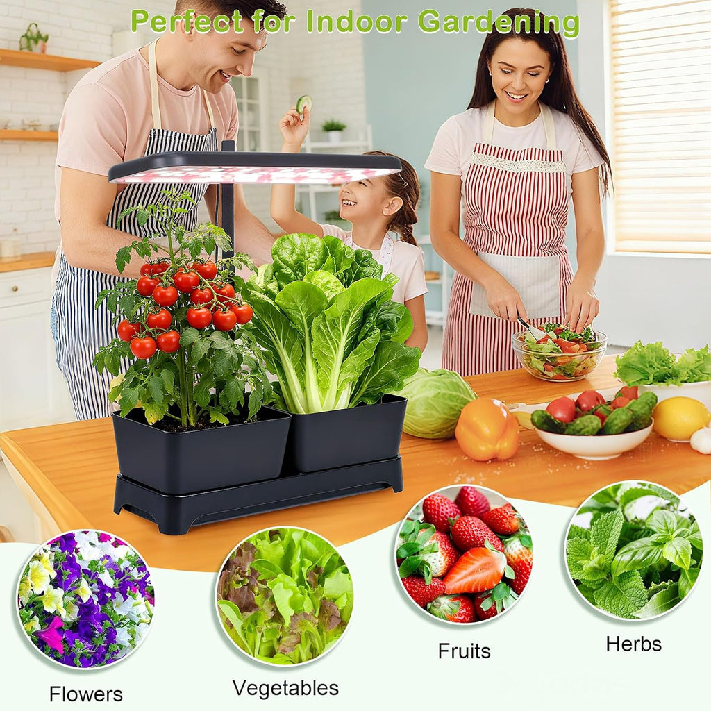Indoor Herb Garden with Grow Light & Pots, Full Spectrum LED Planter for Kitchen Herbs & Houseplants, Height Adjustable