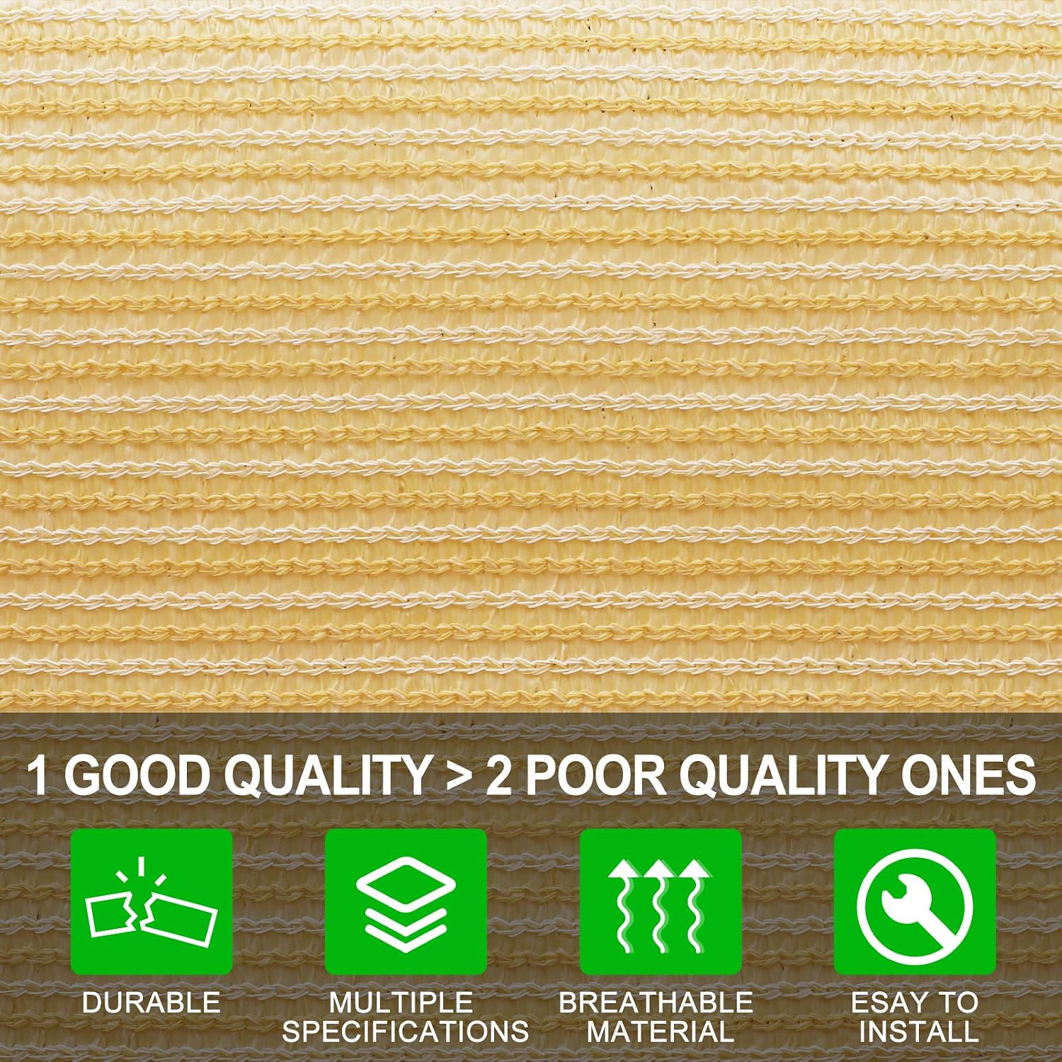 Shatex 90% Shade Fabric 6X 16ft Sun Shade Cloth Taped Edge with Grommets Sun-Block Mesh Shade for Pergola Cover Canopy