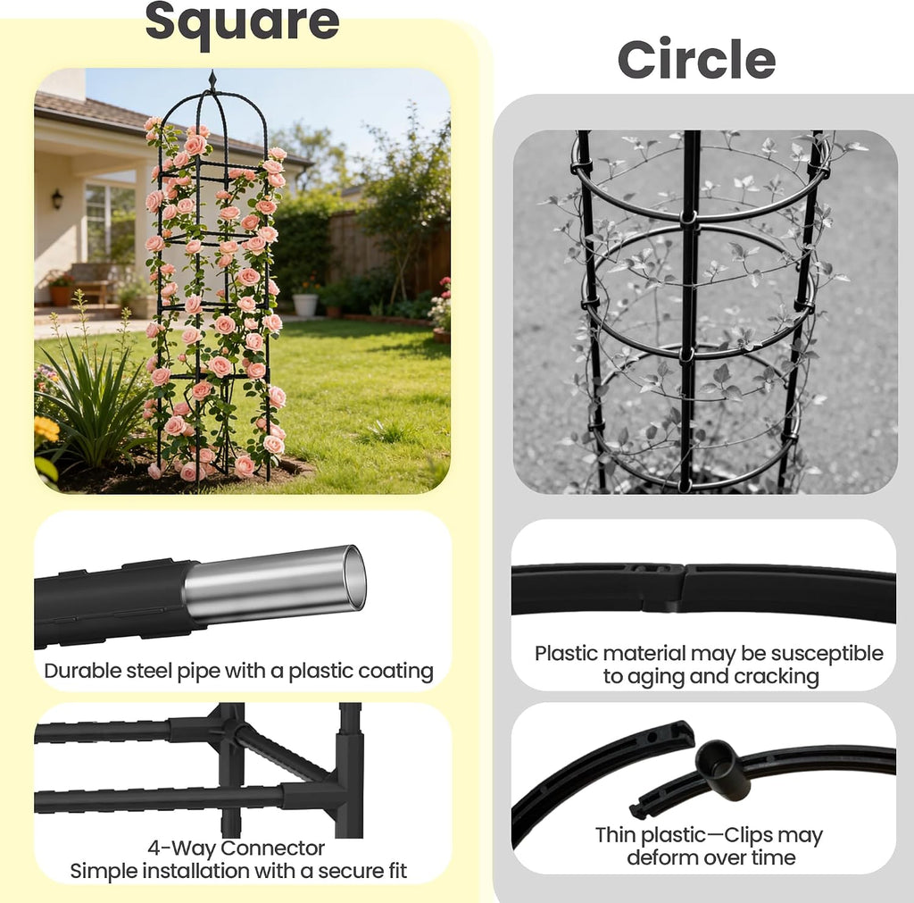 2 Pack 70.87" Garden Obelisk Trellis for Climbing Plants, Pyramid Design for Roses, Clematis, Jasmine, and Vegetable