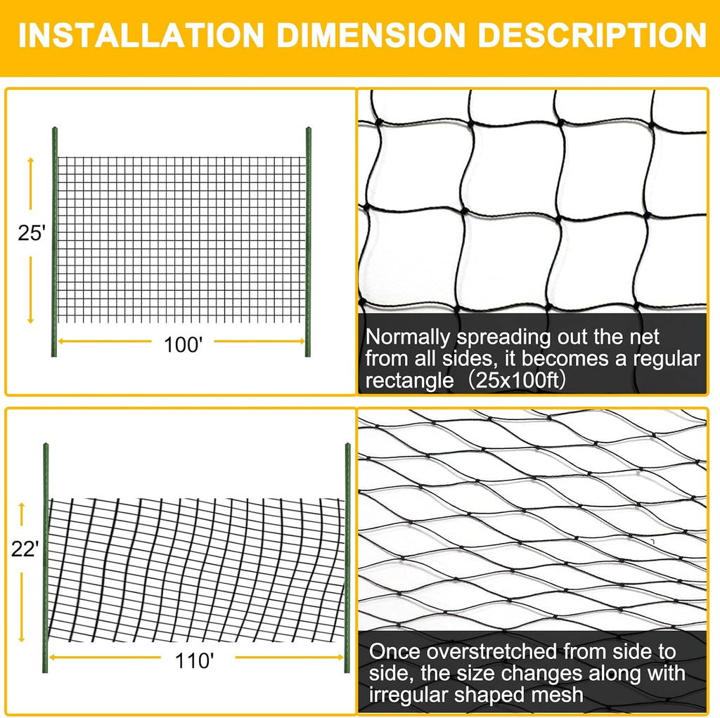 BSTPCOO Bird Netting 25'x100' with 2.4" Square Mesh Chicken Coop Nettings | Poultry Netting Over Chicken Run, Heavy