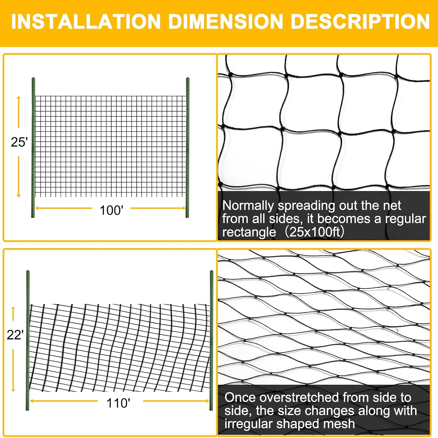 BSTPCOO Bird Netting 25'x100' with 2.4" Square Mesh Chicken Coop Nettings | Poultry Netting Over Chicken Run, Heavy