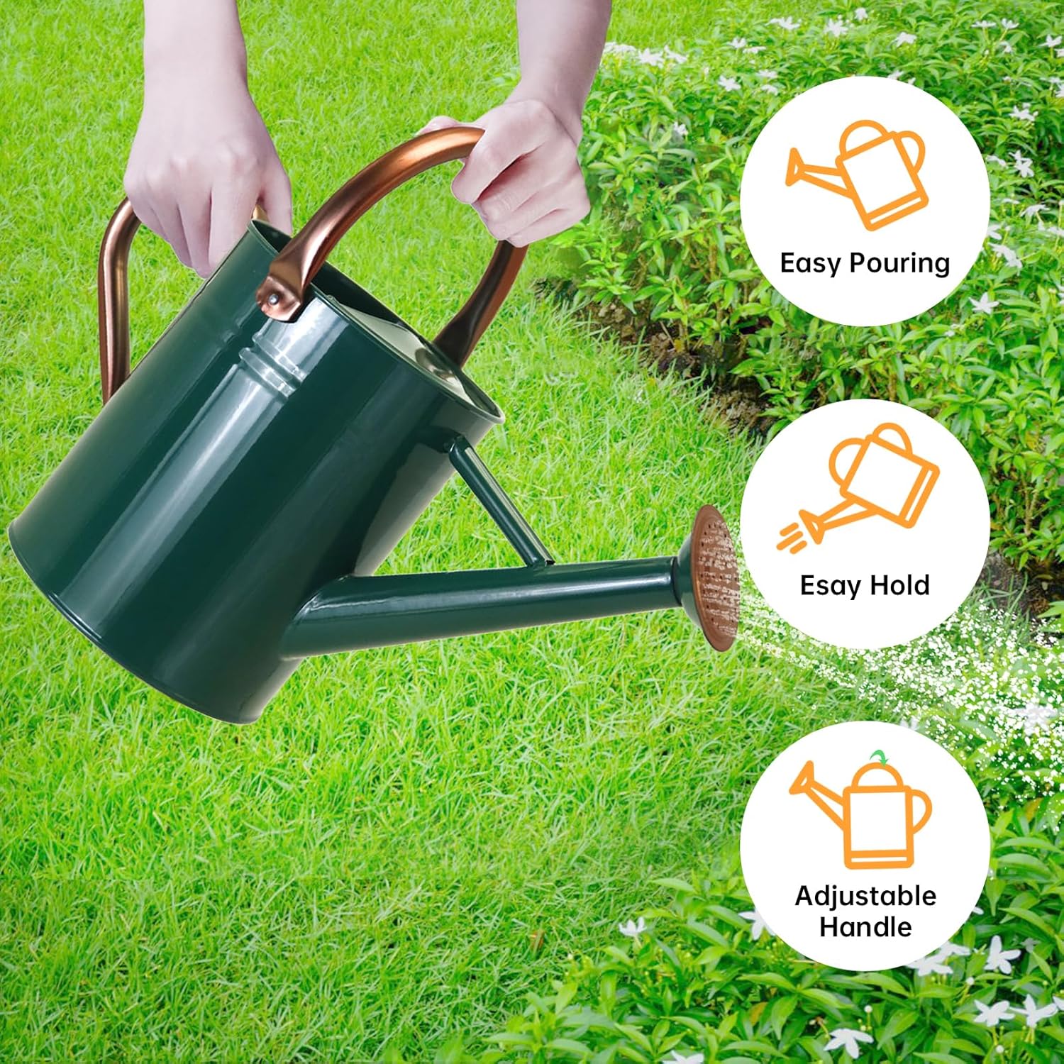 Metal Watering Can for Outdoor Plants, 1 Gallon Galvanized Steel Watering Can with Removable spout for Outdoor & Indoor